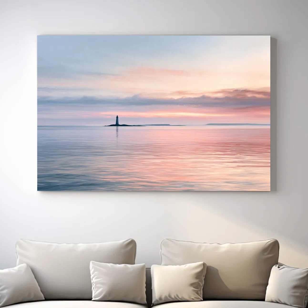 Minimalist Lighthouse Sunset - Serene Seascape Wall Art