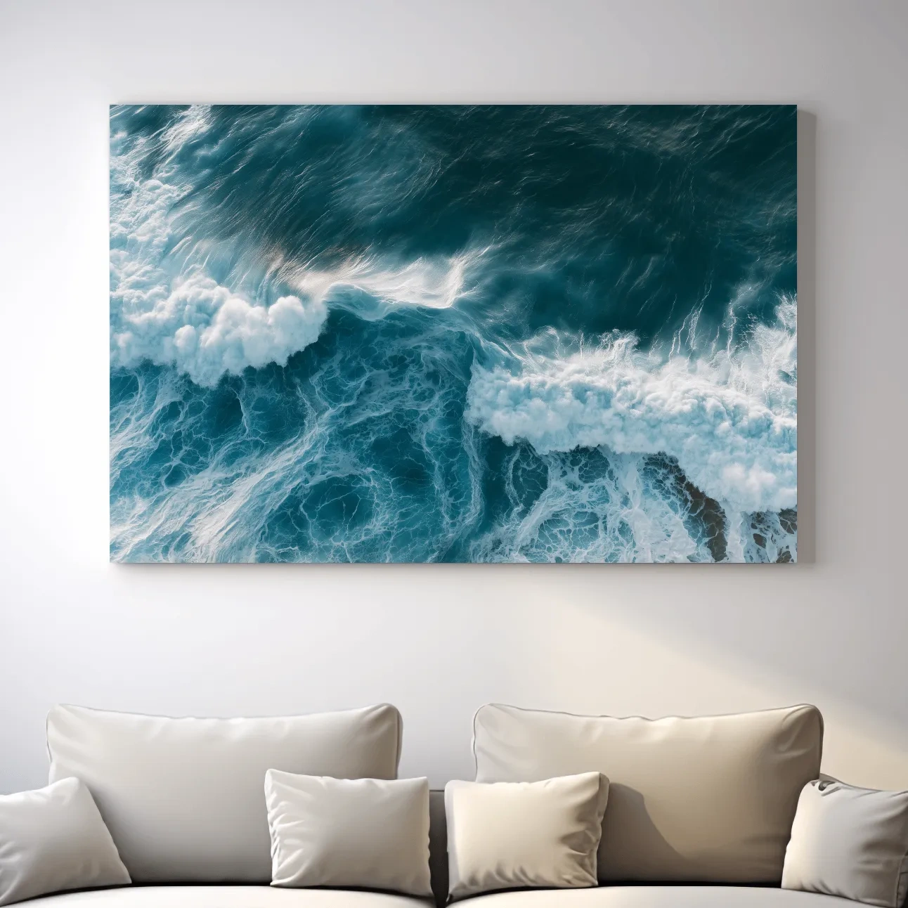 Aerial Crashing Waves - Abstract Photographic Ocean Wall Art