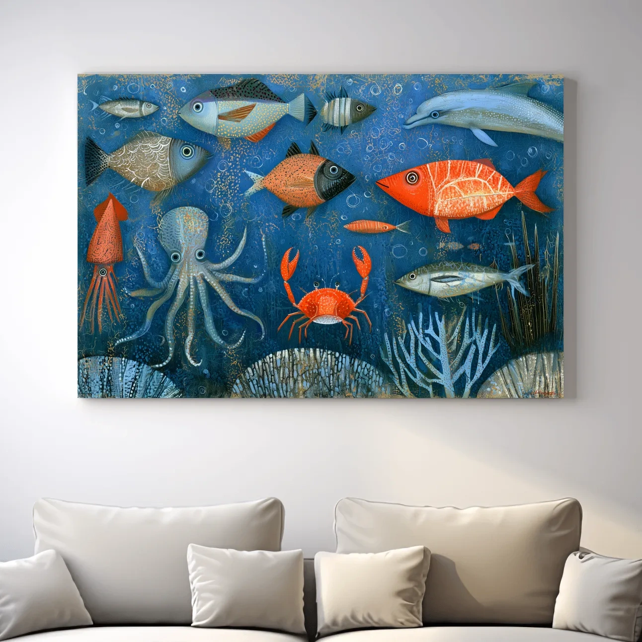 Whimsical Underwater  Painting - Quirky Marine Life Art