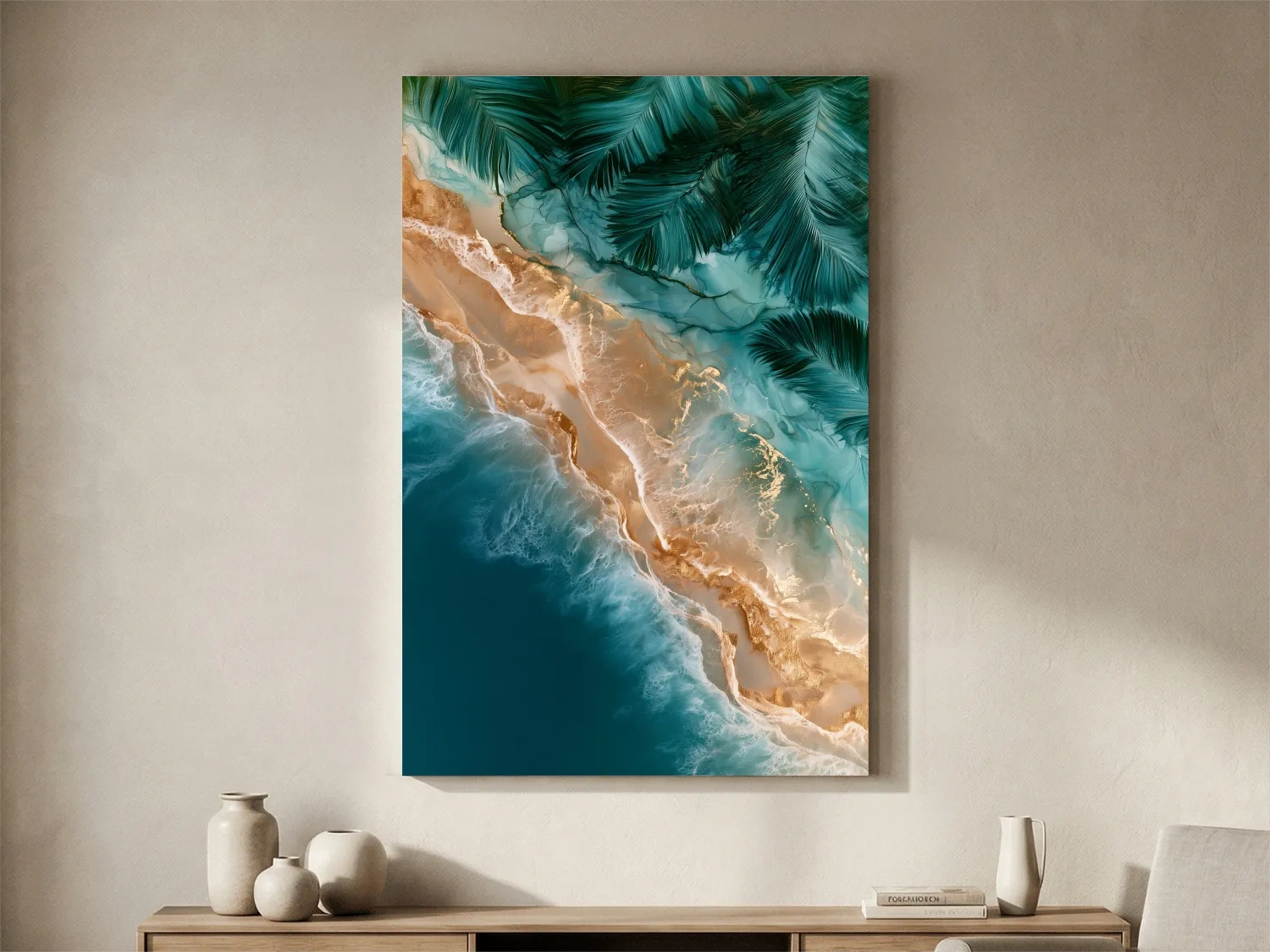 Surreal Aerial Tropical Shoreline - Abstract Mixed Media Wall Art