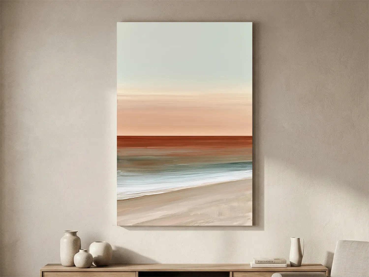 Minimalist Boho Ocean Horizon - Abstract Watercolour Wall Art