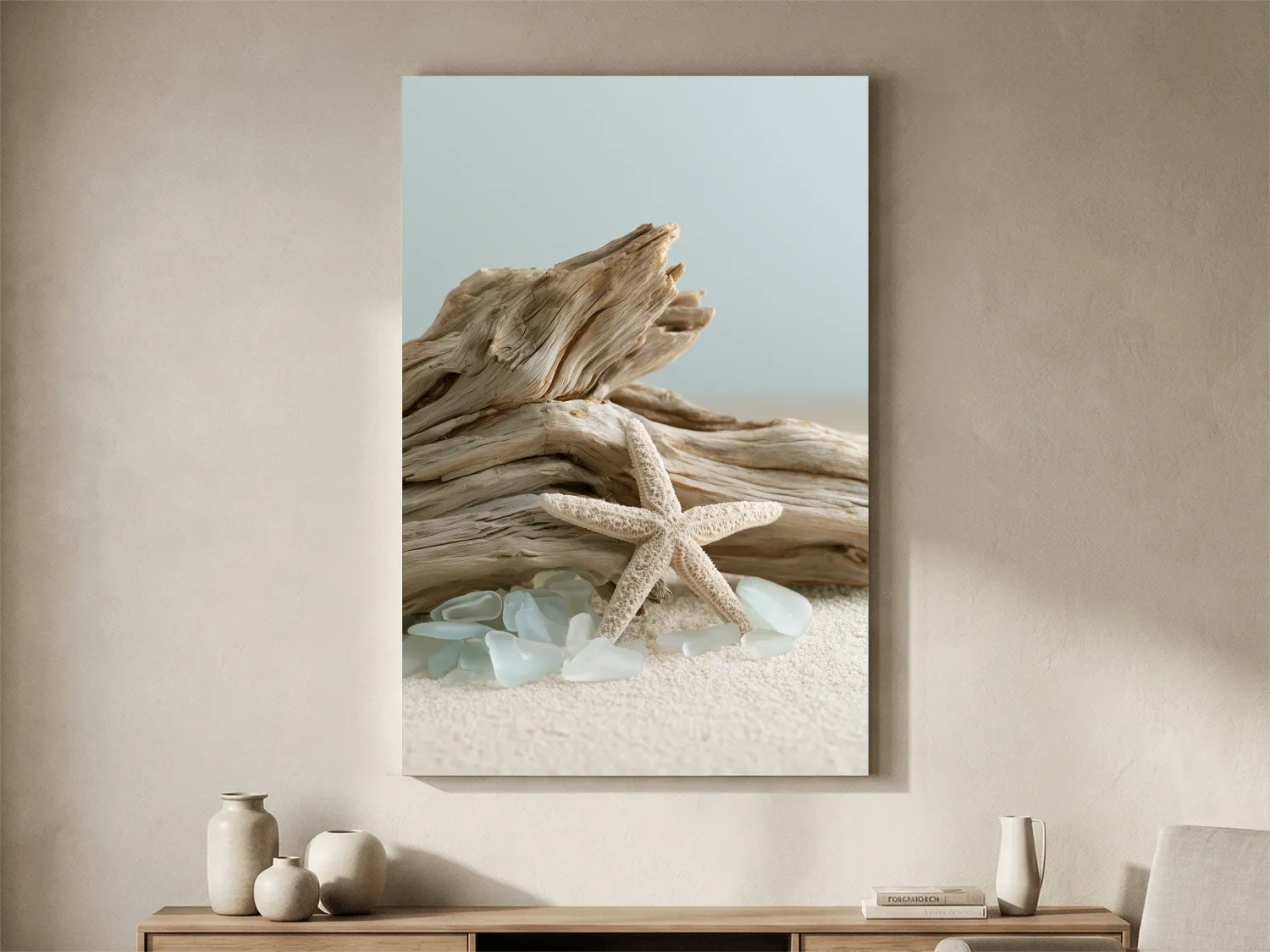 Driftwood Starfish Sea Glass Still Life - Photographic Beach Wall Art