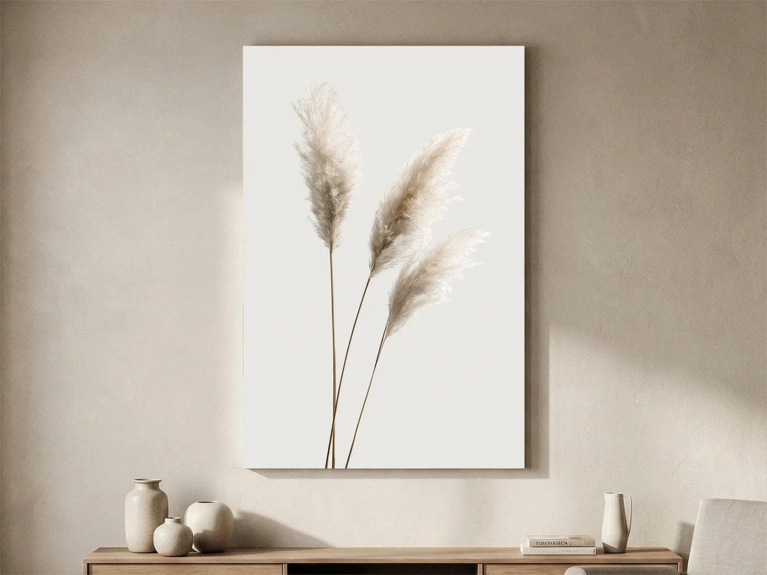 Minimalist Pampas Grass Illustration - Boho Botanical Wall Art
