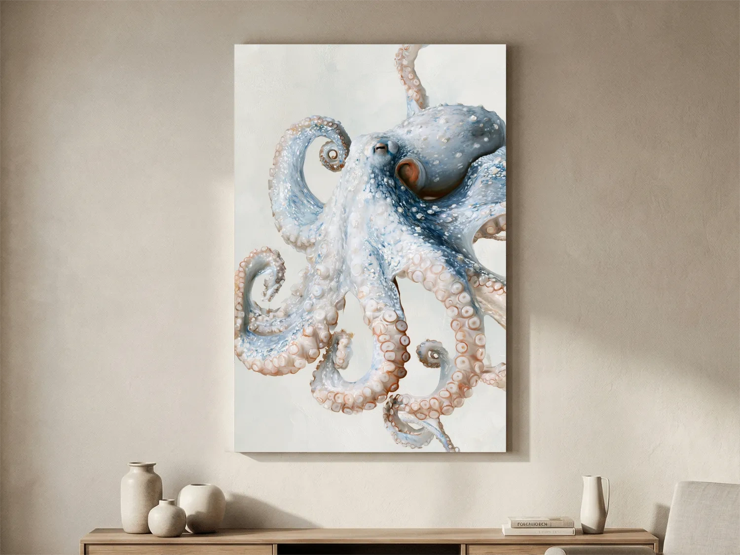 Hamptons Octopus Illustration - Minimalist Marine Life Wall Art