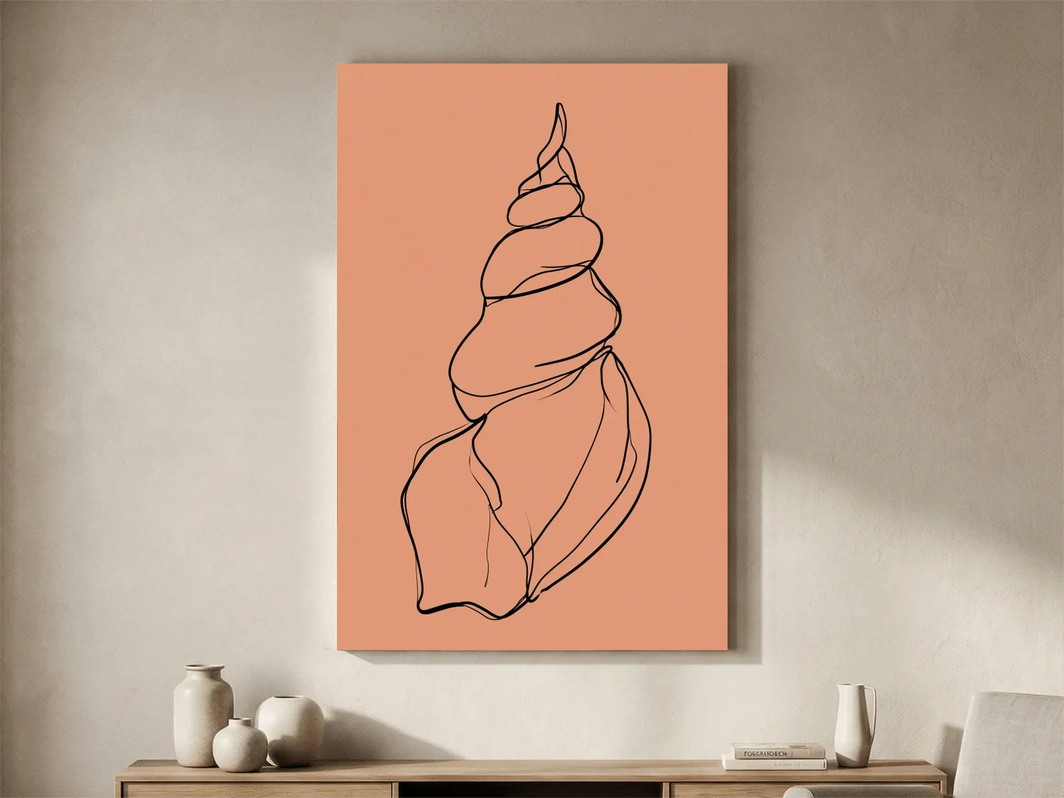 Minimalist Seashell Line Illustration - Boho Coastal Wall Art