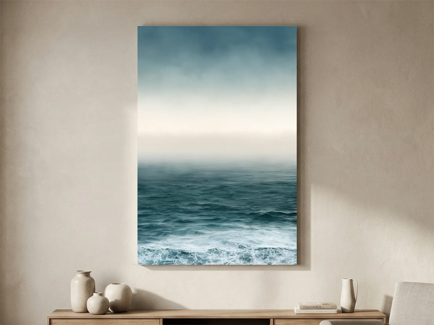 Misty Minimalist Ocean Horizon - Photographic Wall Art