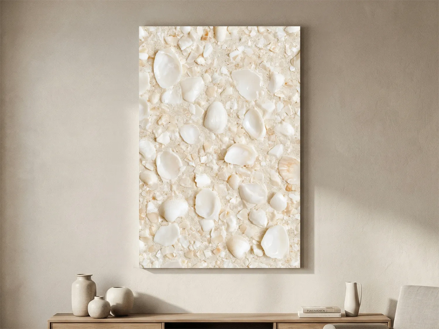 Crushed Seashell Terrazzo Design - Minimalist Natural Wall Art