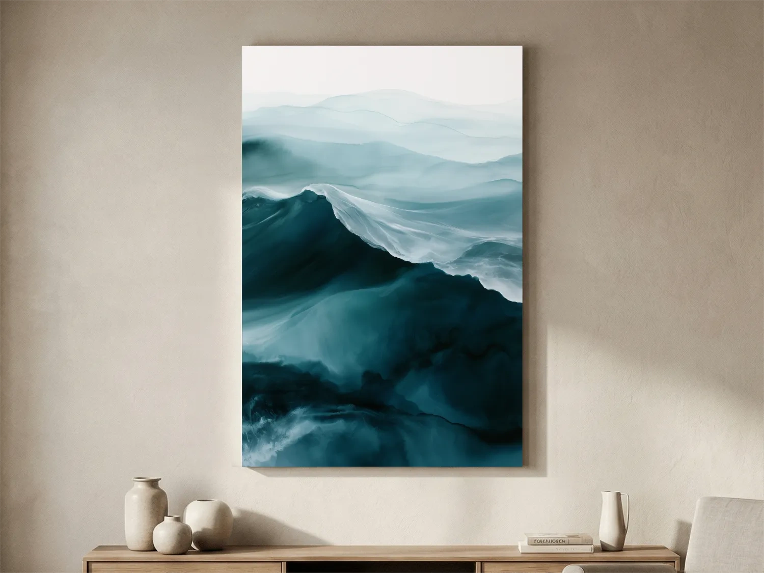 Moody Abstract Ocean - Minimalist Watercolour Wall Art