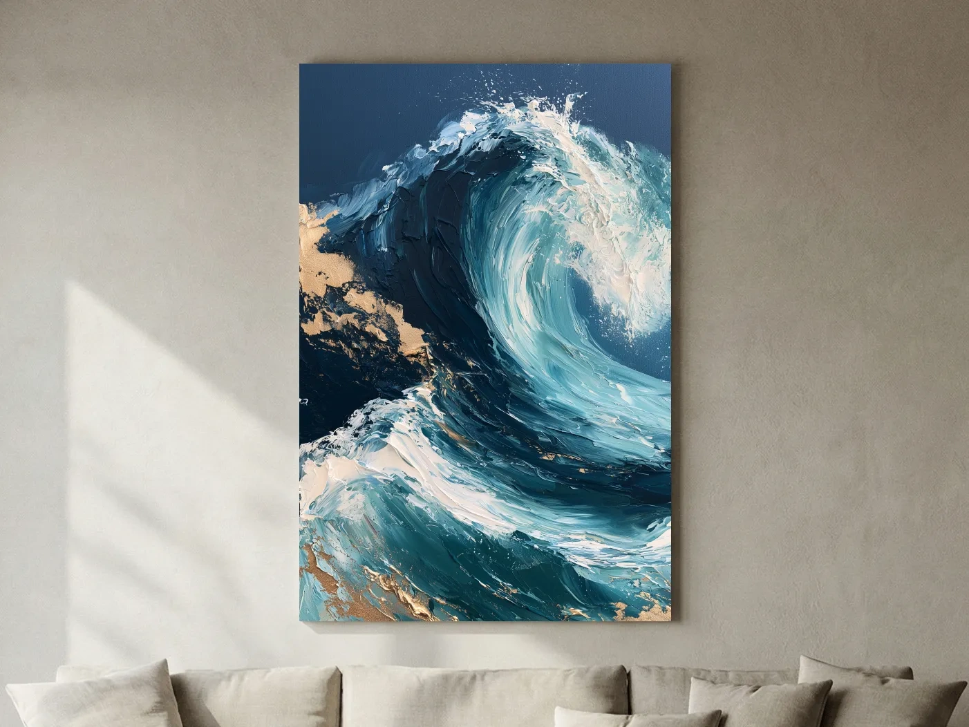 Luxe Crashing Wave Painting - Abstract Ocean Wall Art