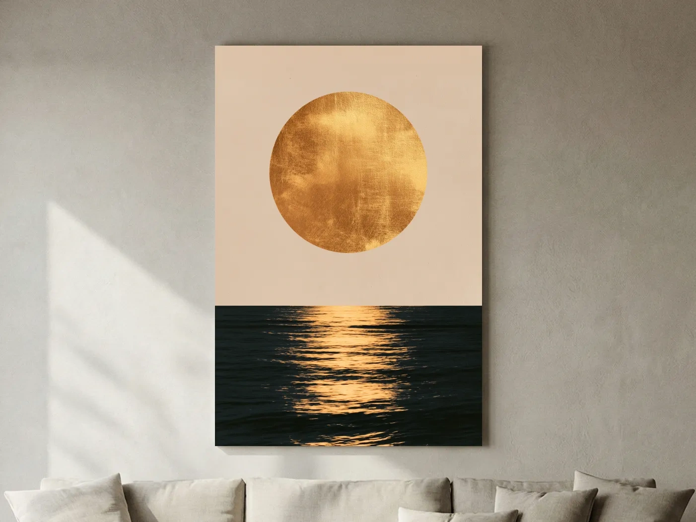 Boho Golden Sun Ocean Reflection - Minimalist Illustration Wall Art