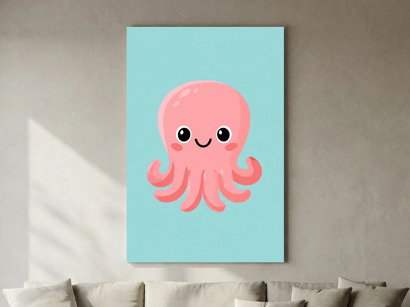 Cute Baby Squid Illustration - Underwater Nursery Marine Life Art