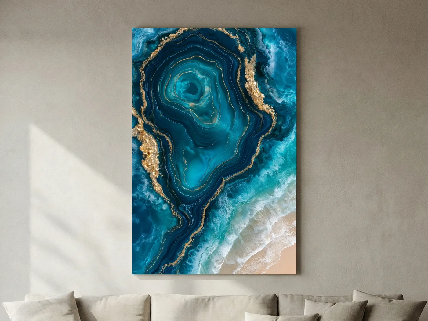 Ocean Geode Resin Design - Abstract Natural Mineral Wall Art