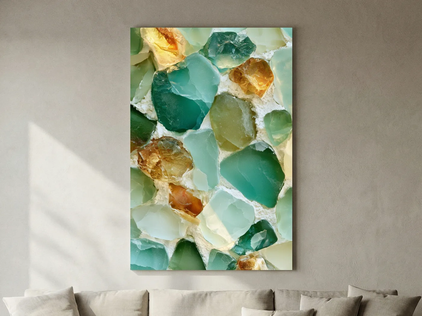 Sea Glass Pebble Mosaic - Natural Abstract Wall Art