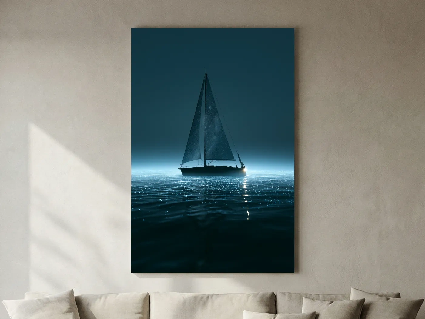 Surreal Sailboat Double Exposure - Photographic Ocean Wall Art