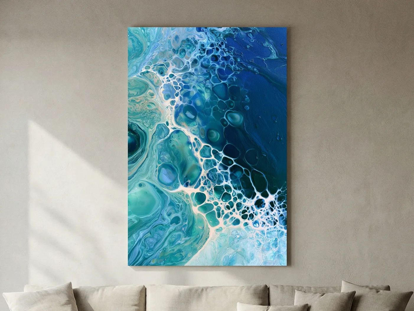Oceanic Cell Lacing Abstract - Fluid Acrylic Pour Style Wall Art