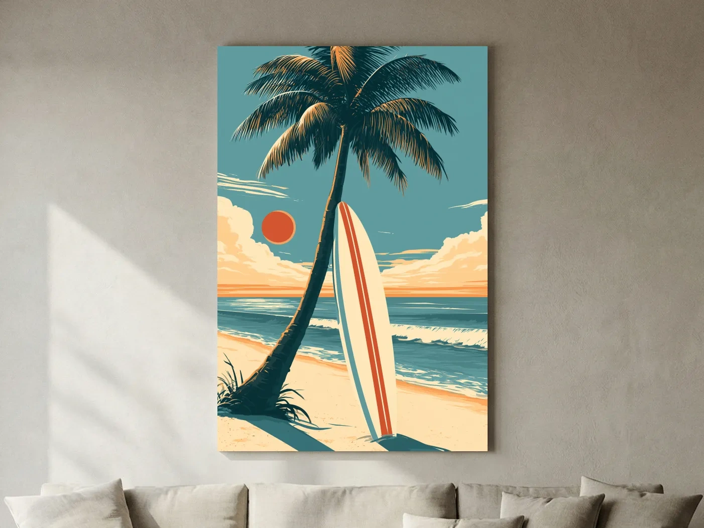 Vintage Surfboard Palm Beach - Retro Surfer Wall Art