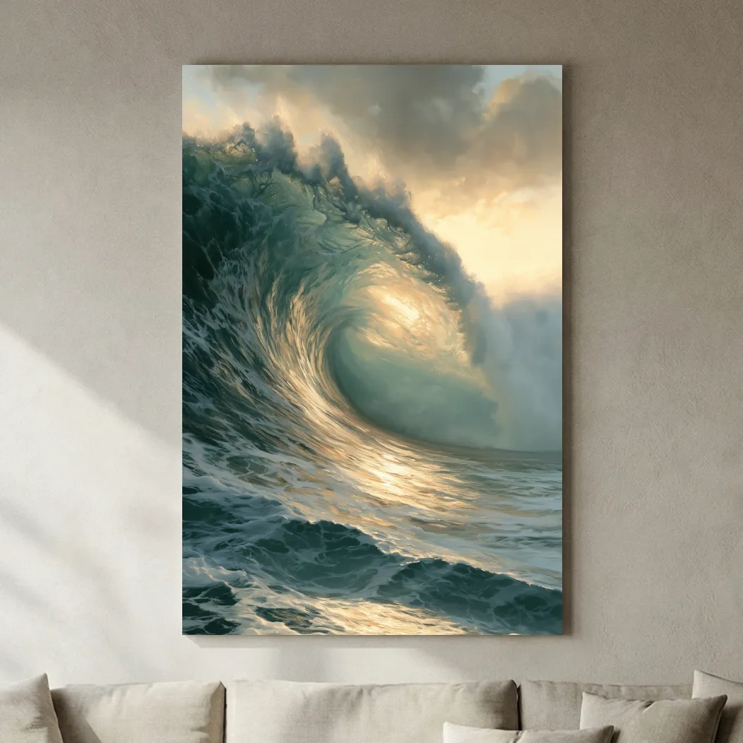 Dramatic Tropical Point Break Wave - Ocean Painting Wall Art
