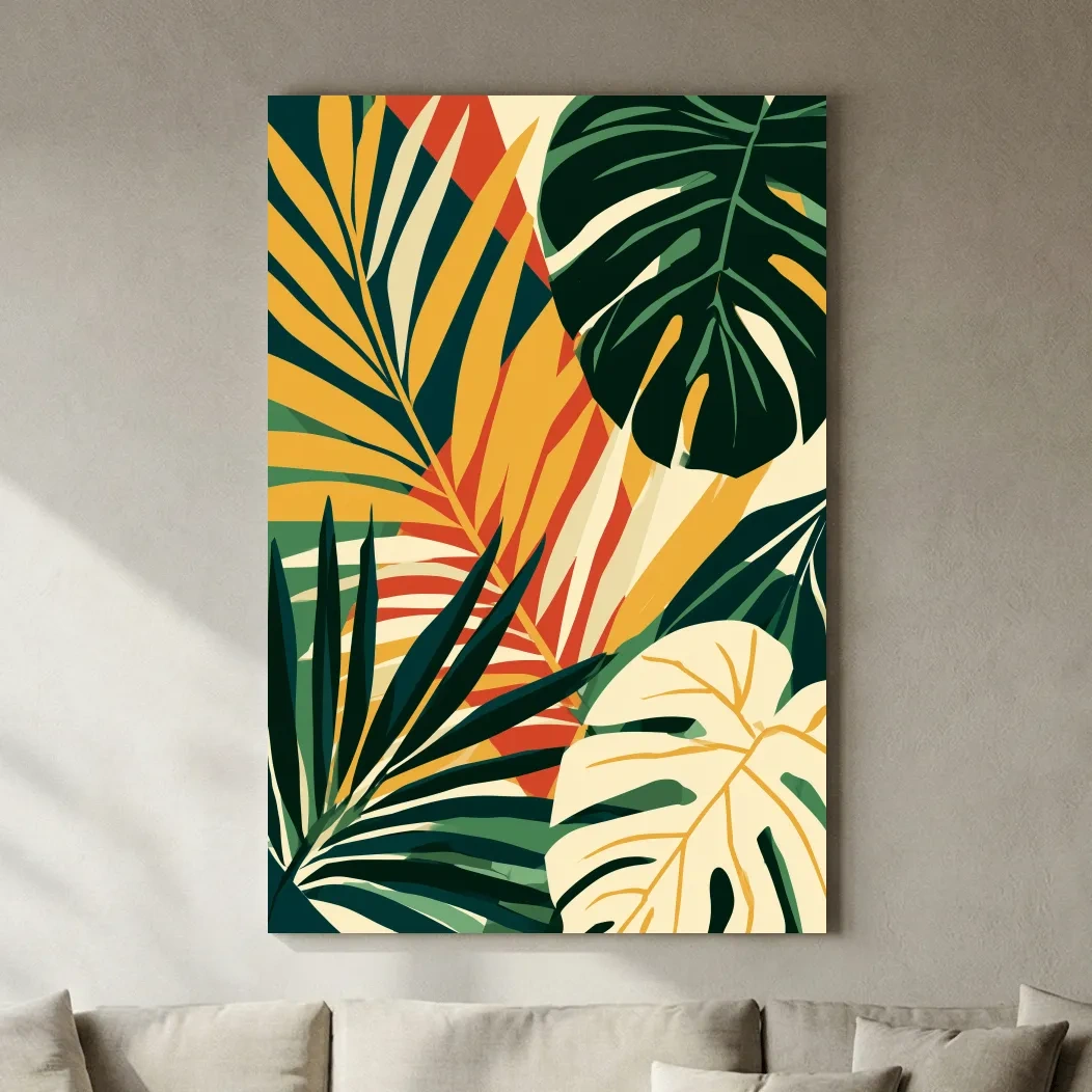 Mid-Century Tropical Palm Leaf Vector Art - Retro Botanical Wall Art