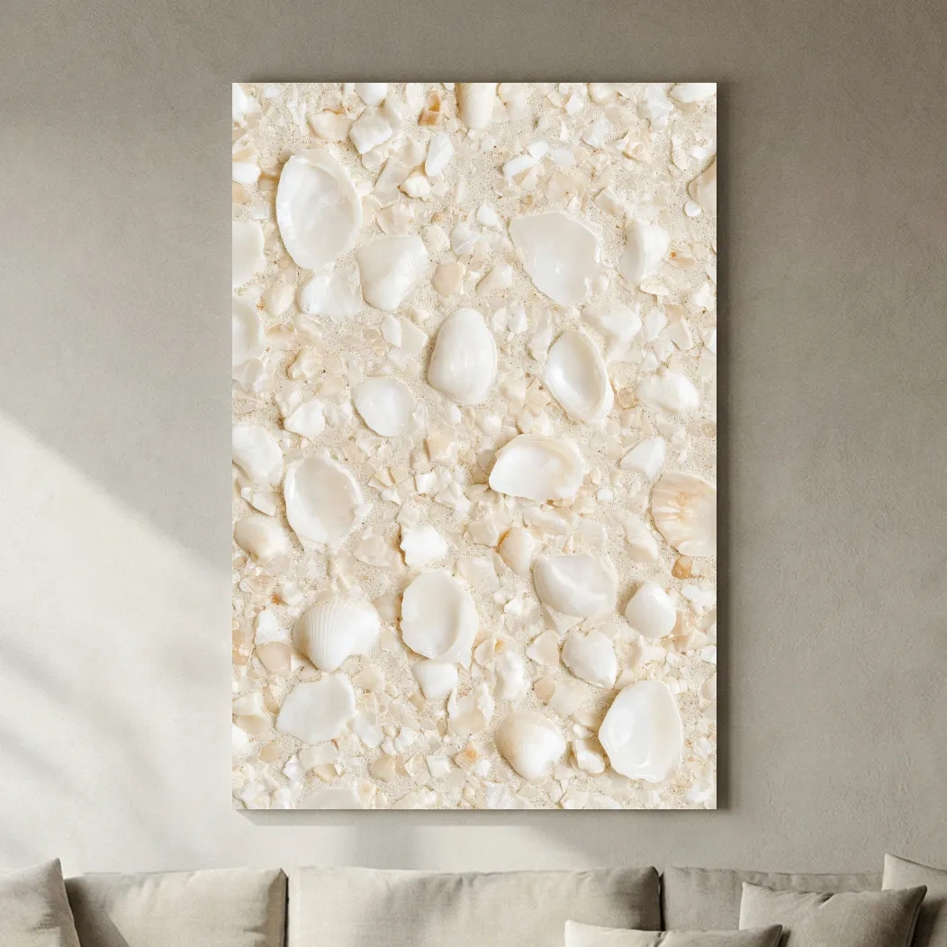 Crushed Seashell Terrazzo Design - Minimalist Natural Wall Art