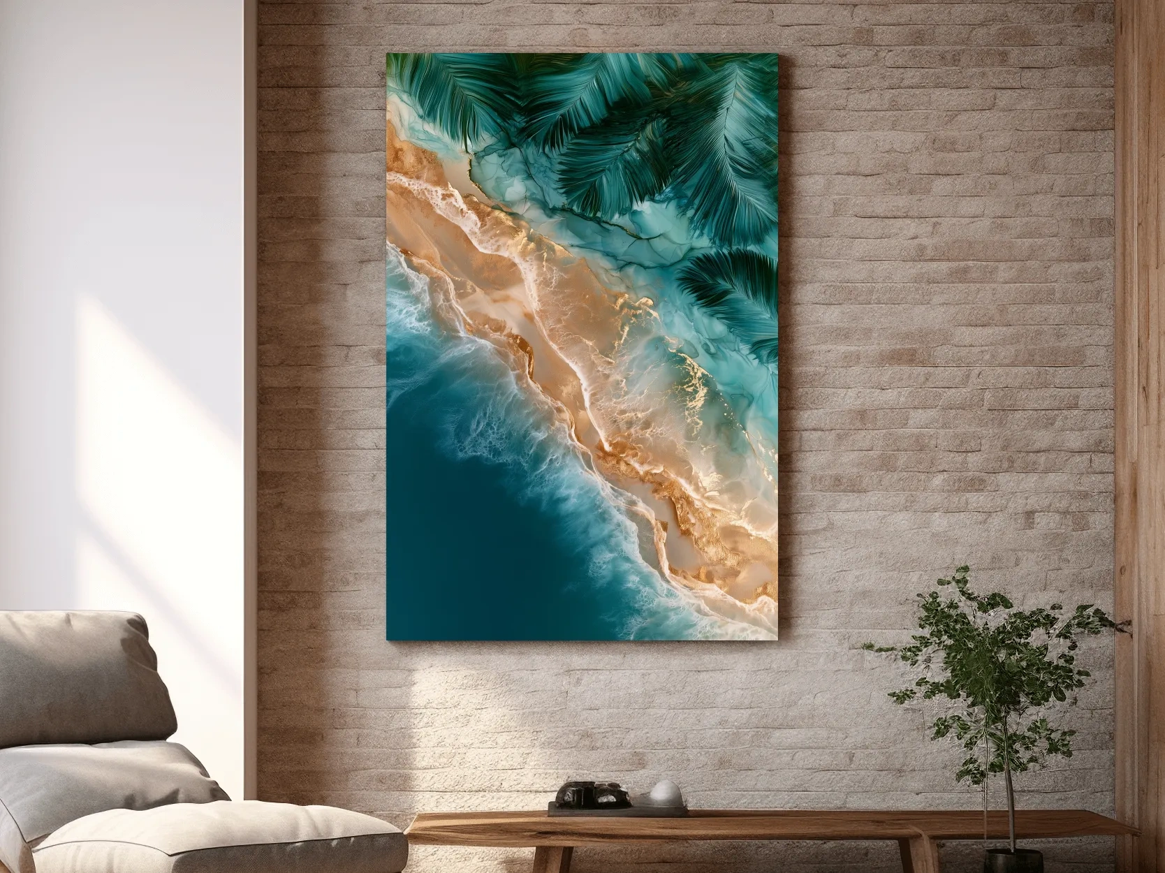 Surreal Aerial Tropical Shoreline - Abstract Mixed Media Wall Art