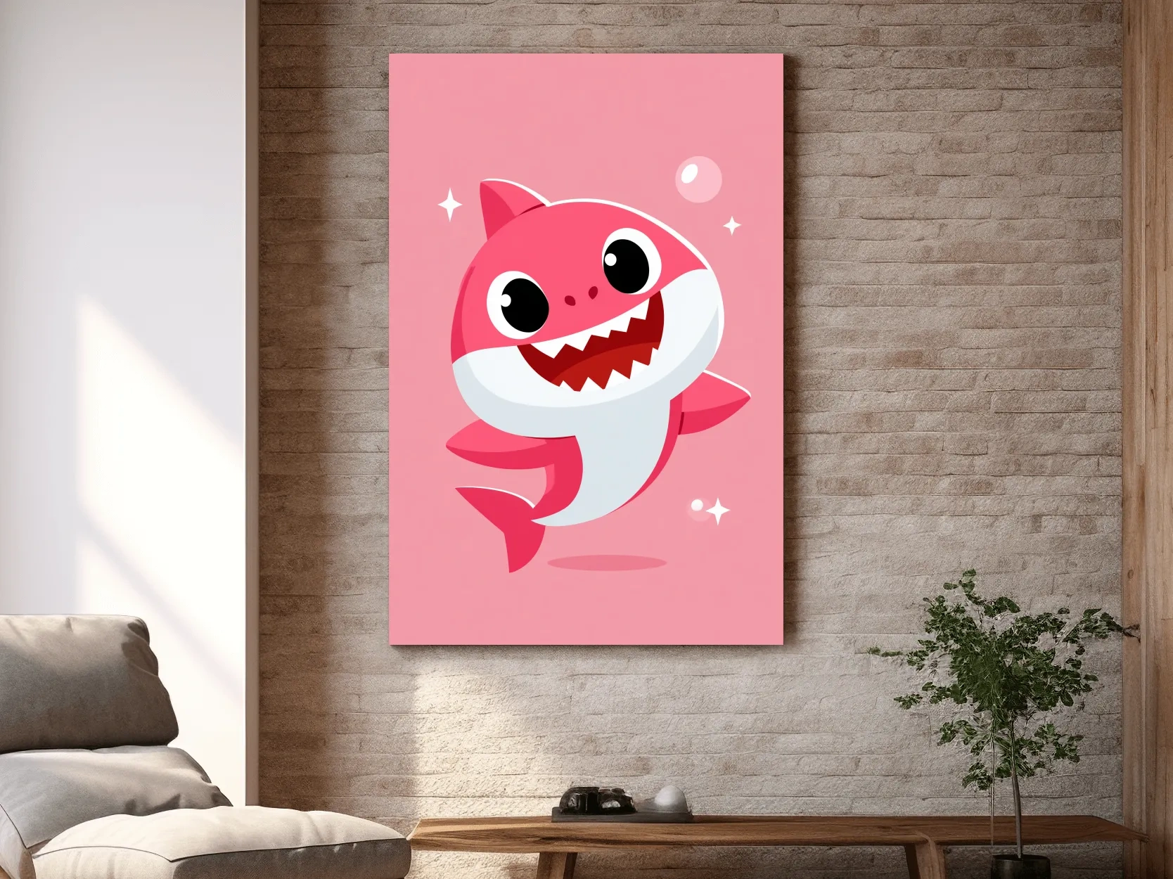 Cute Baby Shark Vector Illustration - Underwater Nursery Marine Life Art