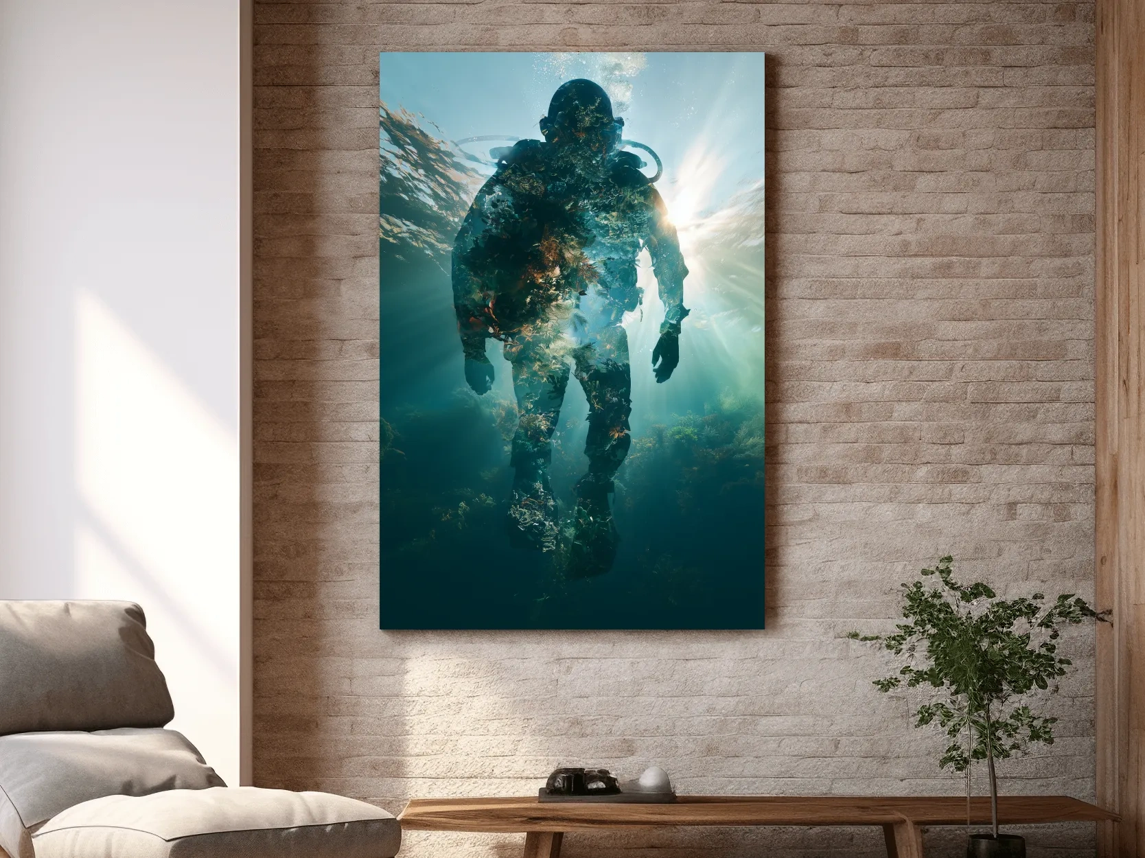 Surreal Scuba Diver Double Exposure - Photographic Wall Art