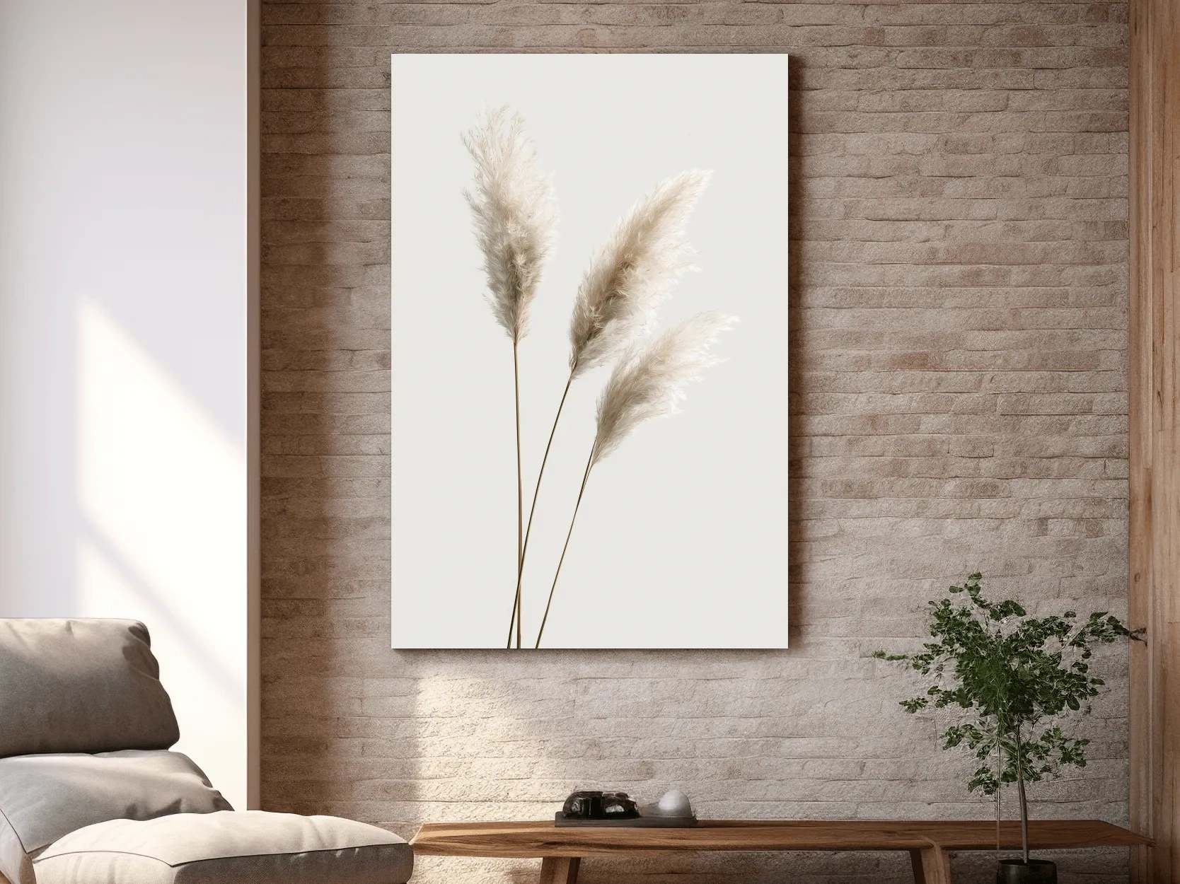 Minimalist Pampas Grass Illustration - Boho Botanical Wall Art