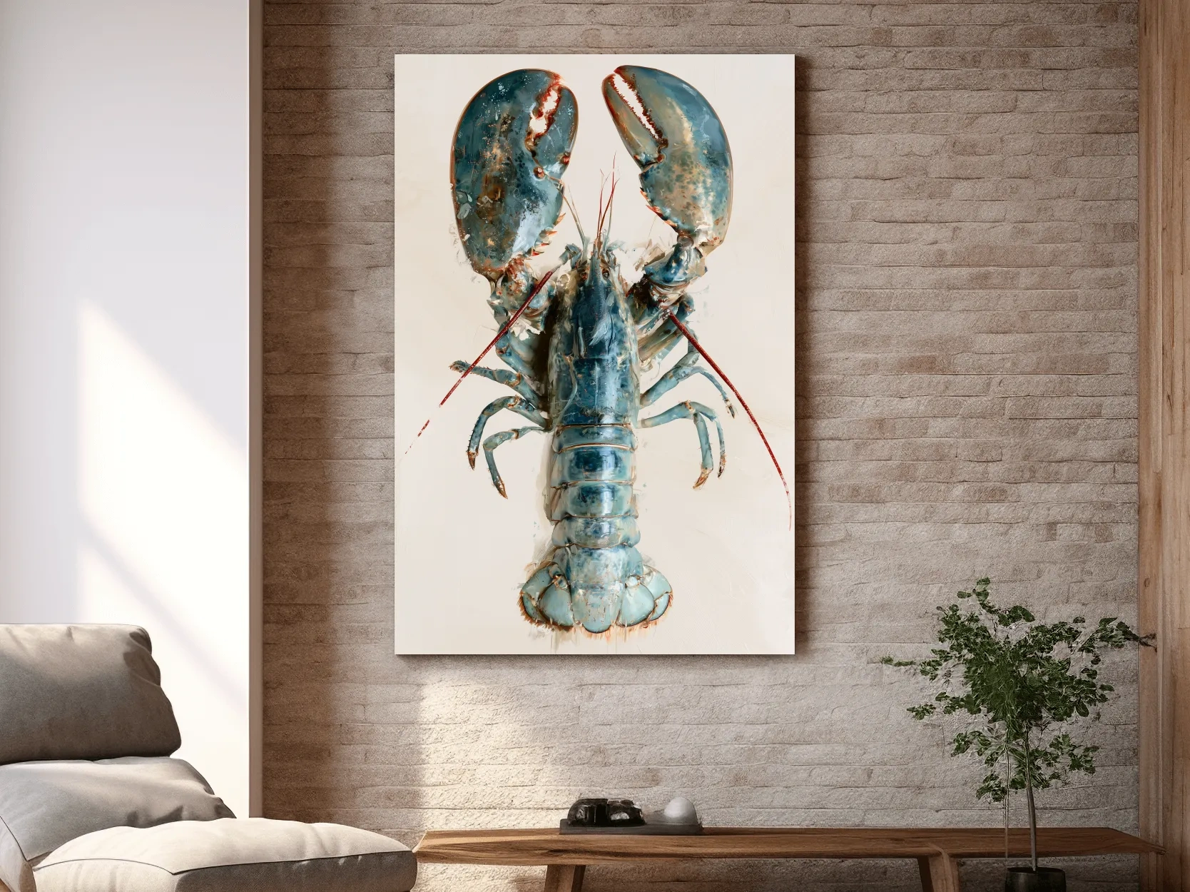 Hamptons Lobster Illustration - Minimalist Coastal Marine Life Art