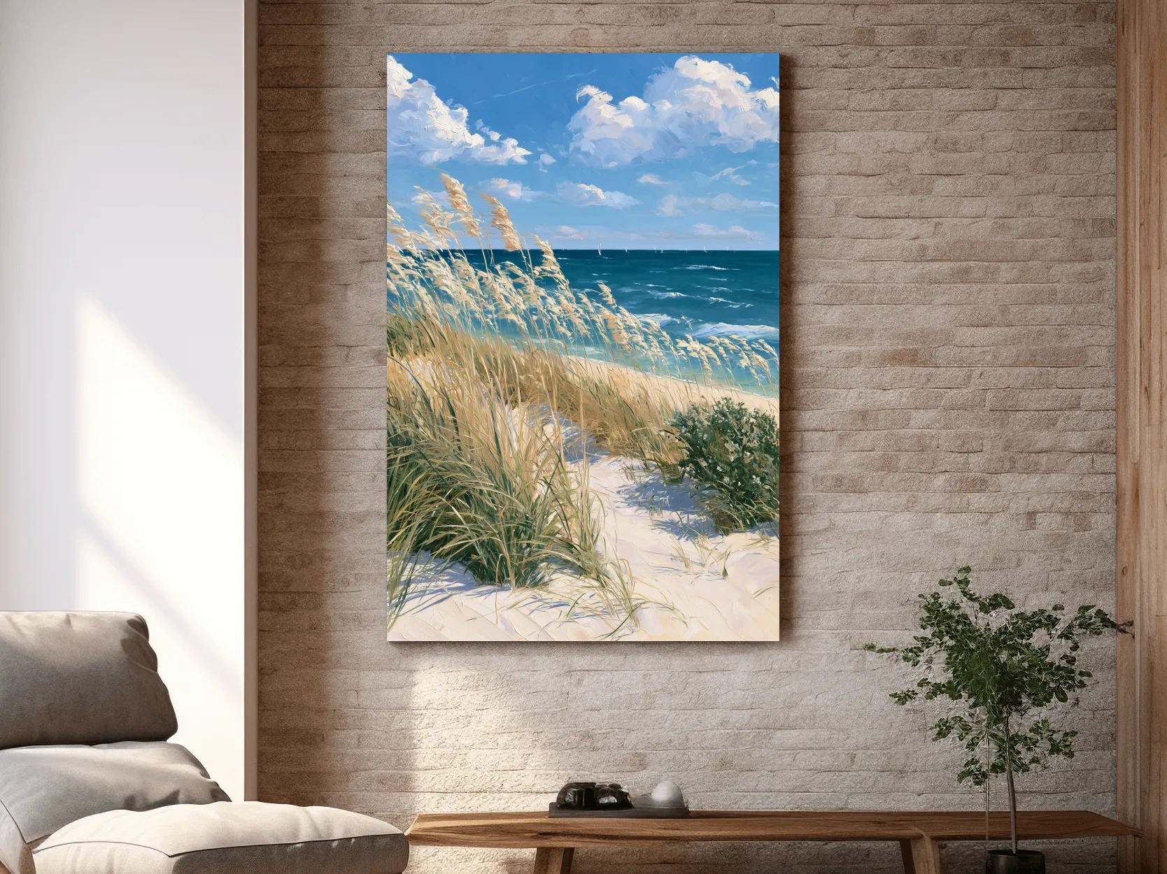 Breezy Beach Dunes Painting - Coastal Seascape Wall Art