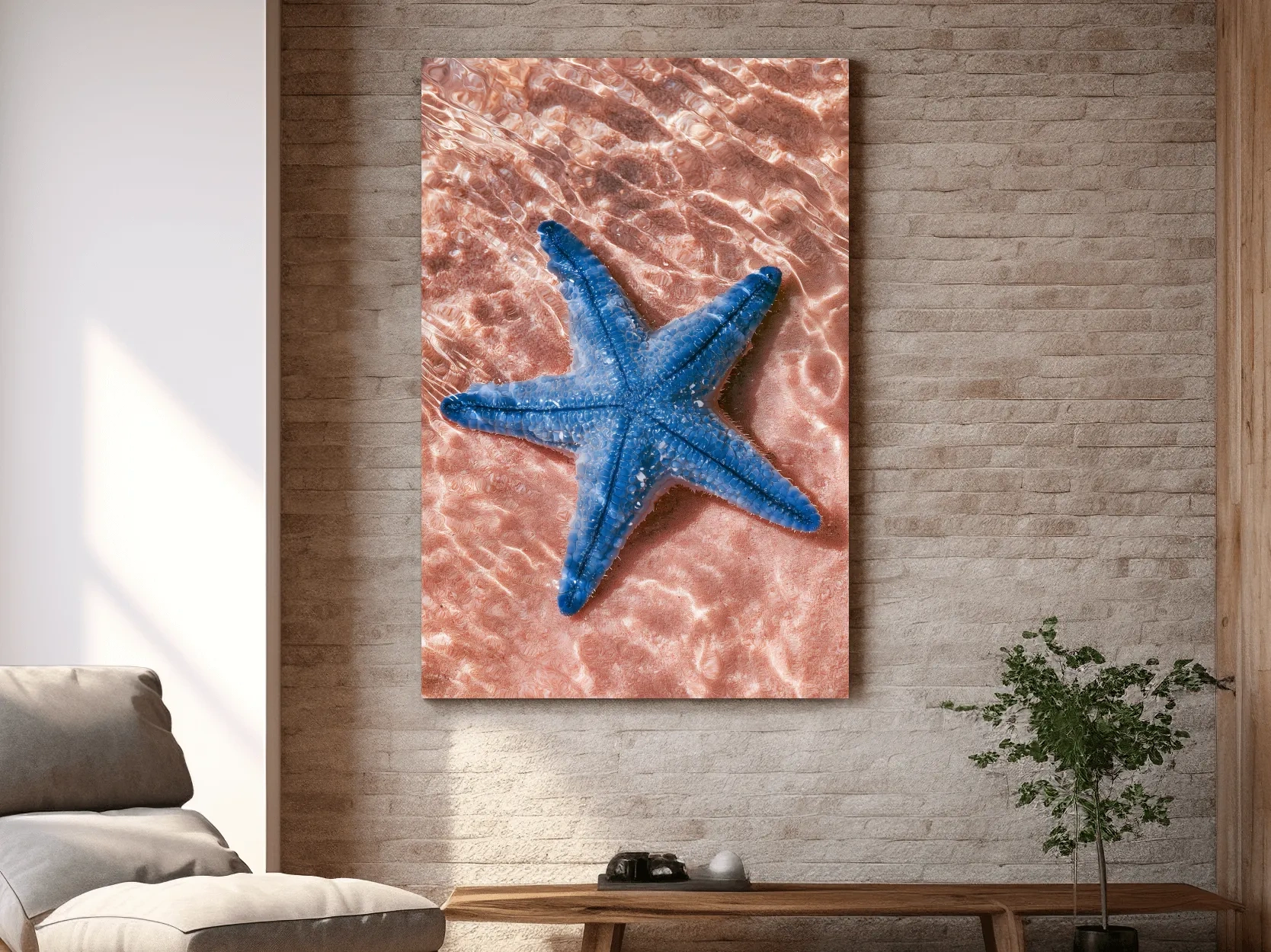 Minimalist Starfish Underwater View - Photographic Marine Life Wall Art