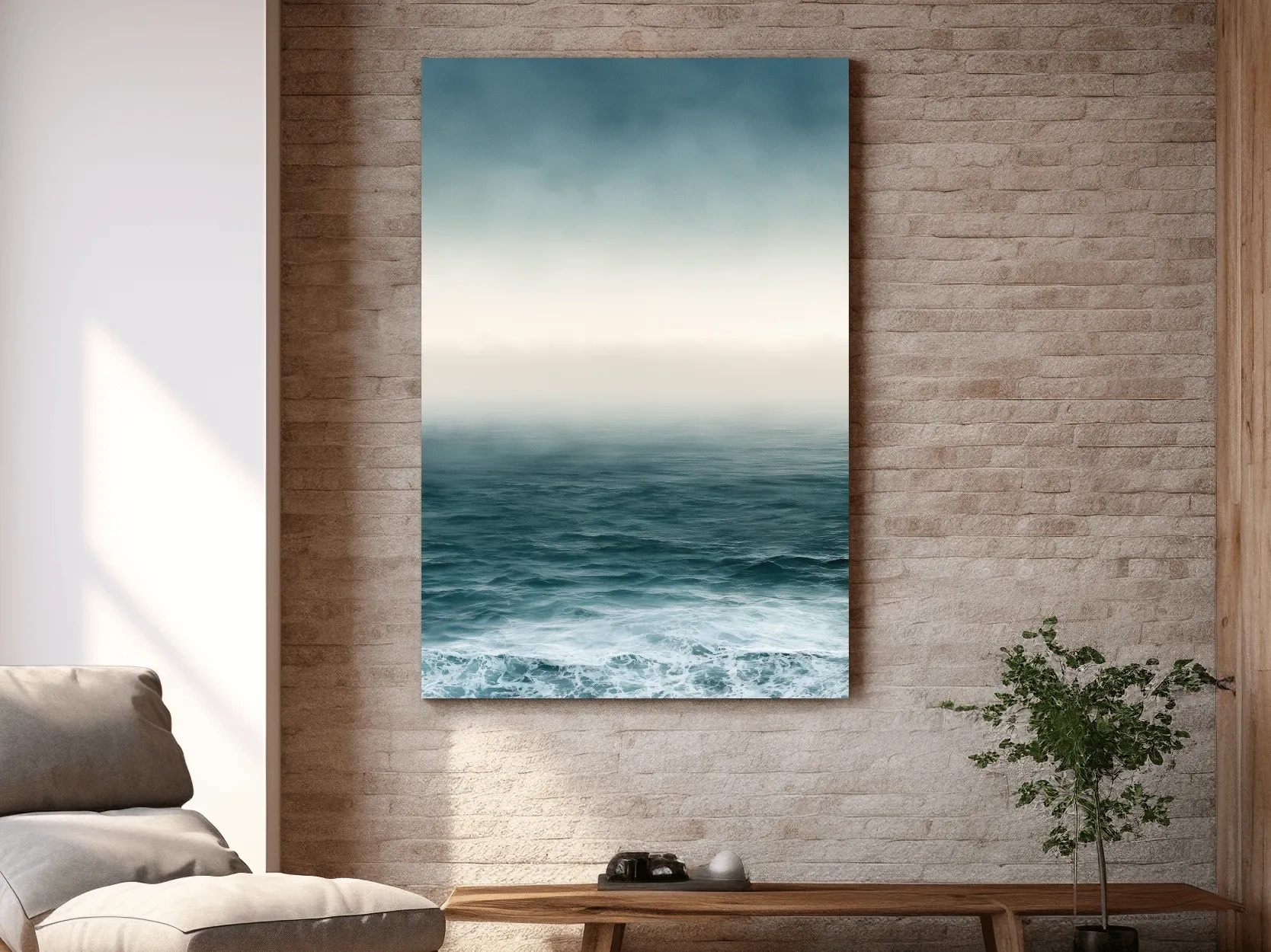 Misty Minimalist Ocean Horizon - Photographic Wall Art