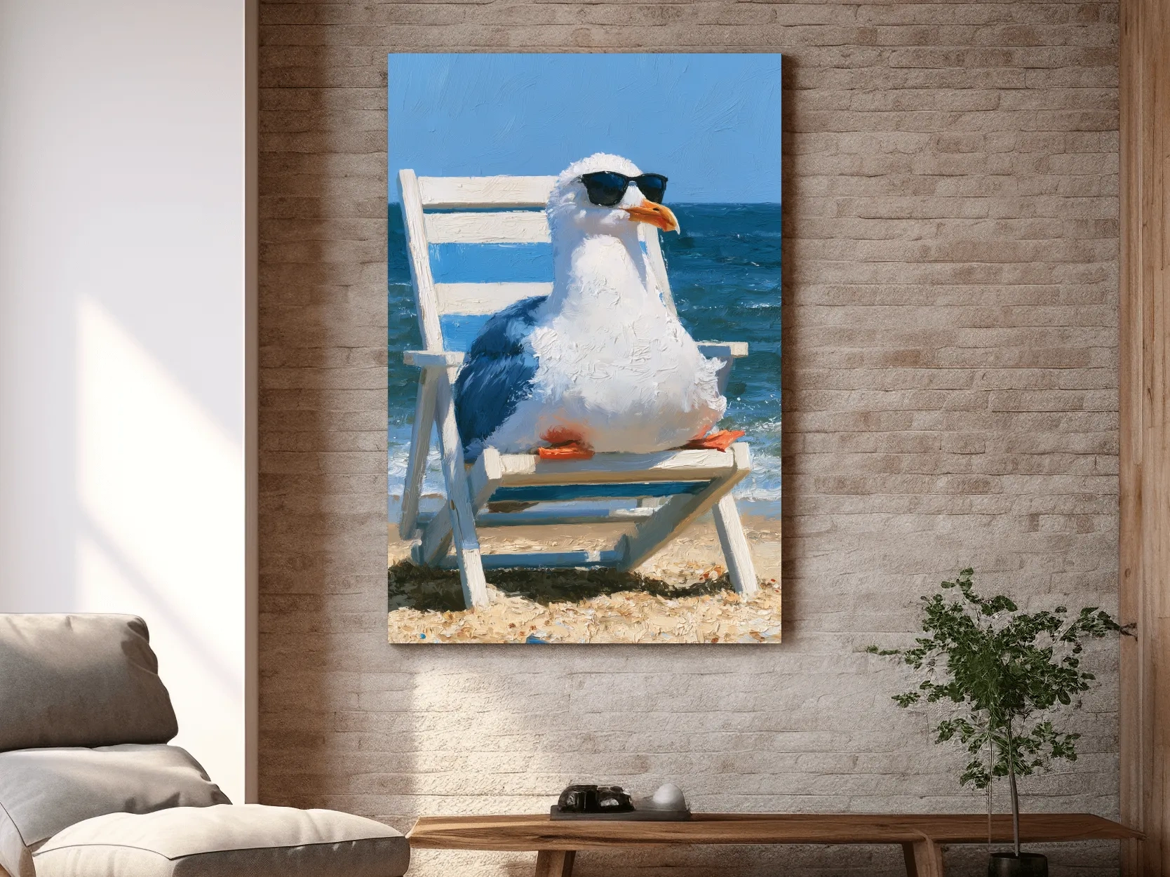 Quirky Seagull In Sunglasses Painting - Ocean Birds Wall Art