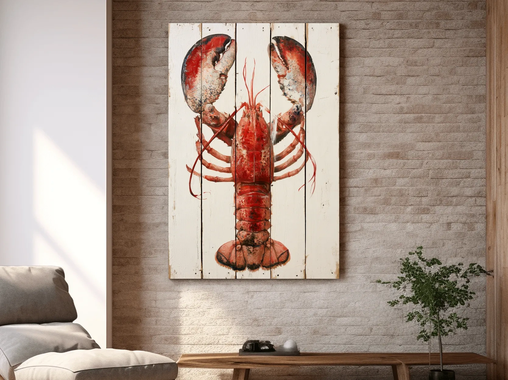 Rustic Lobster Painting - Coastal Wall Art