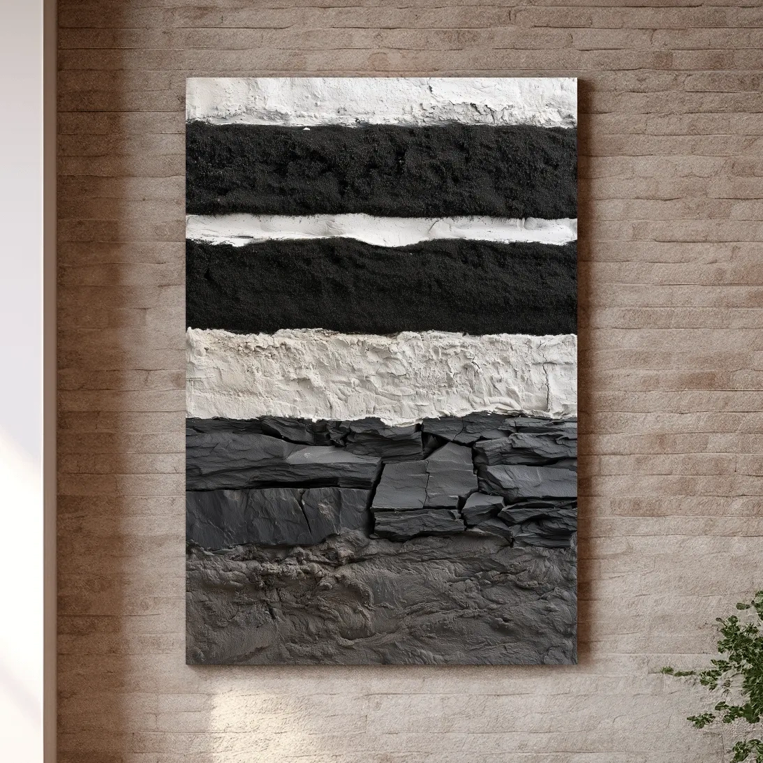 Layered Stone Strata Design - Abstract Mixed Media Wall Art