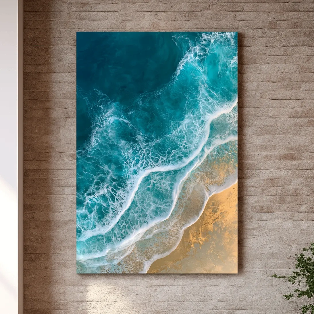 Aerial Tropical Shoreline - Abstract Mixed Media Ocean Wall Art