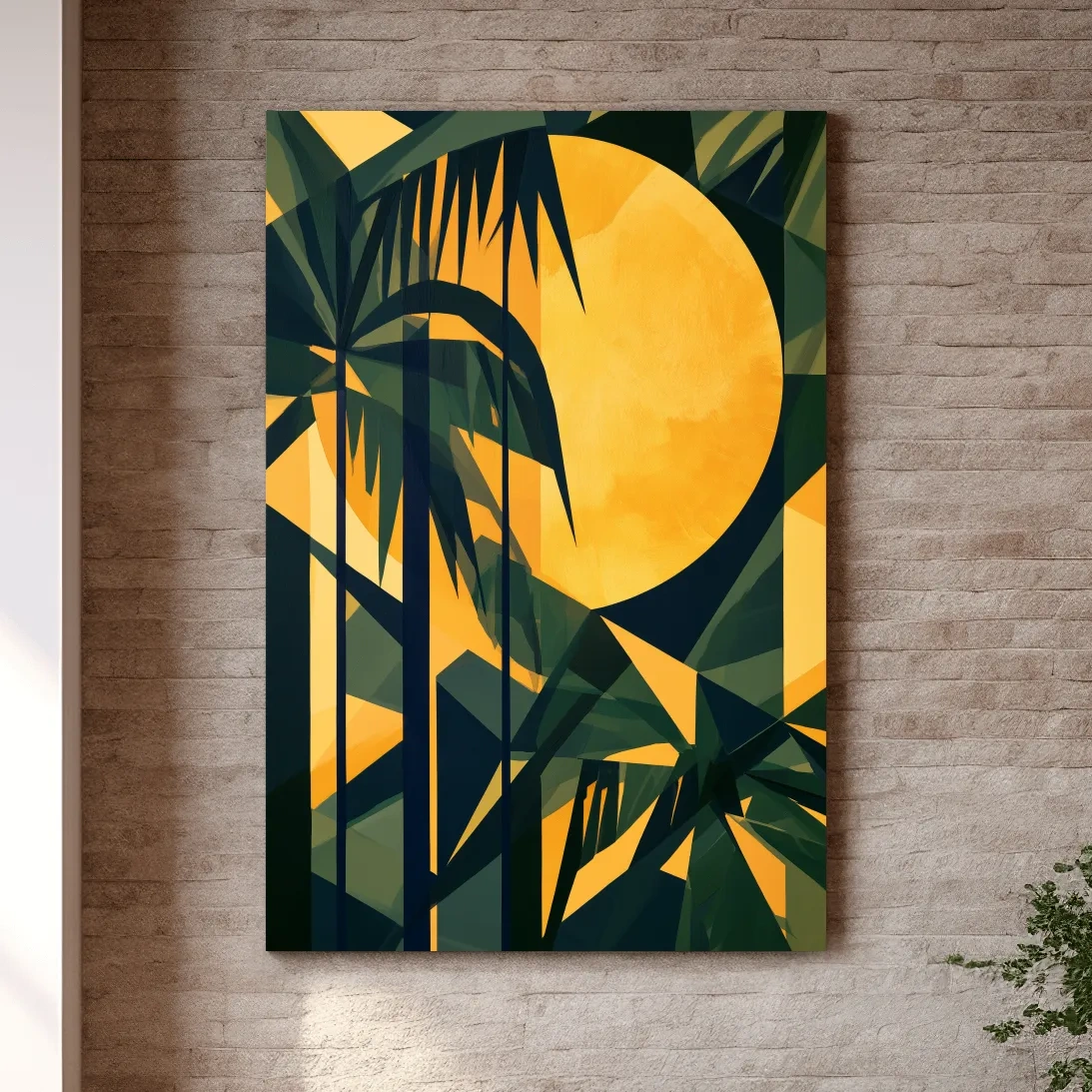 Geometric Tropical Palm Leaves - Mid-Century Abstract Wall Art