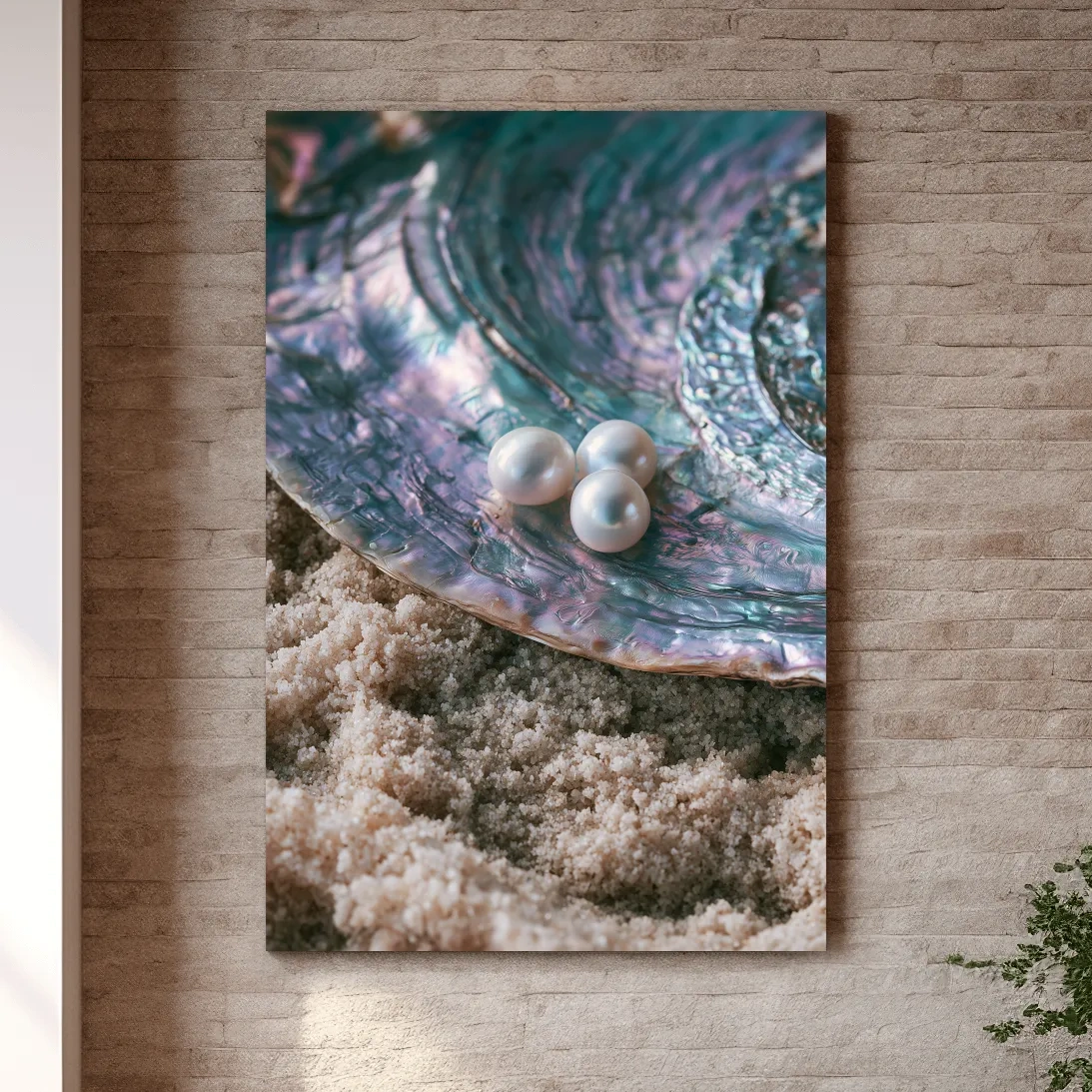 Iridescent Abalone Shell With Pearls - Photographic Coastal Still Life Wall Art