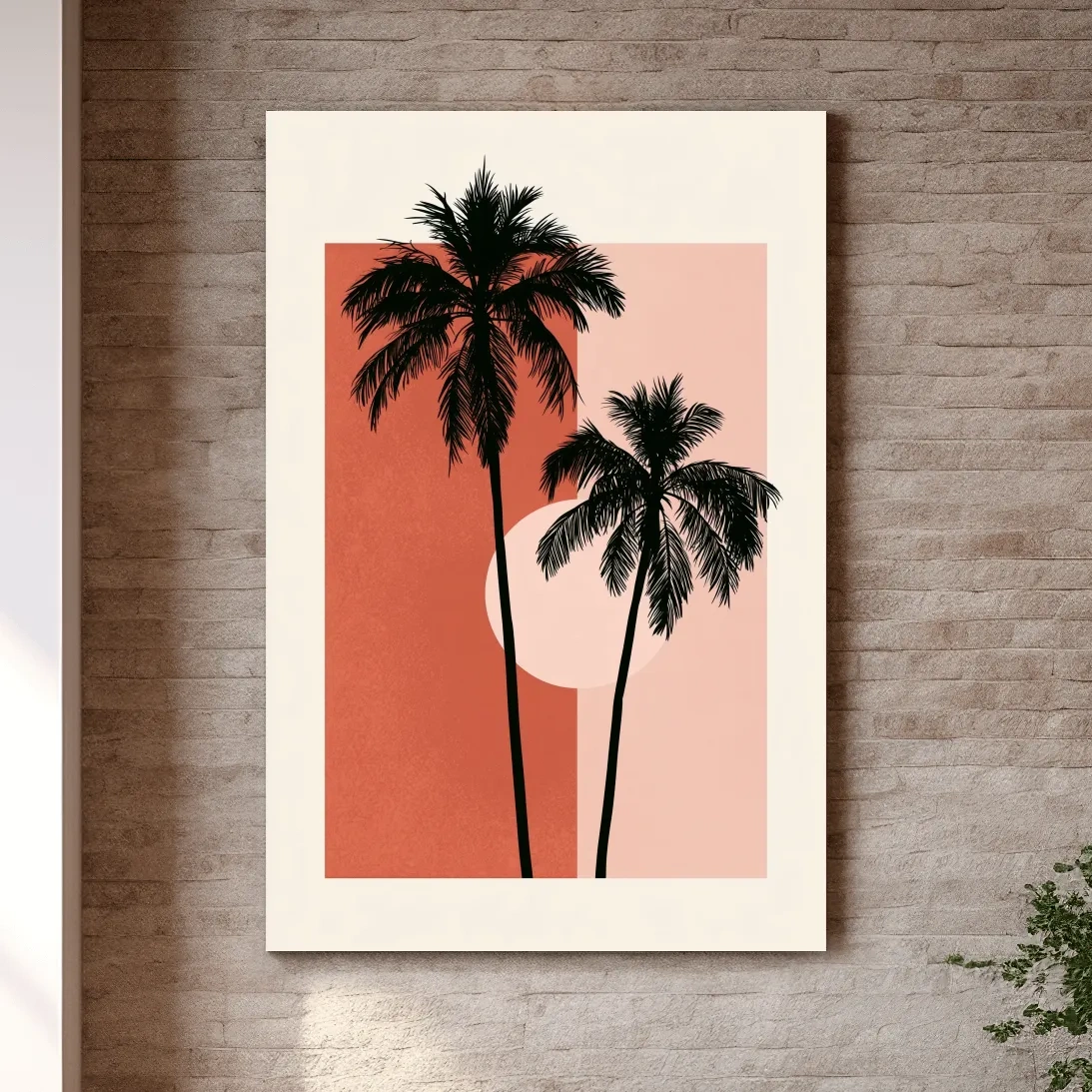Mid-Century Tropical Palm Silhouette Illustration - Minimalist Geometric Wall Art