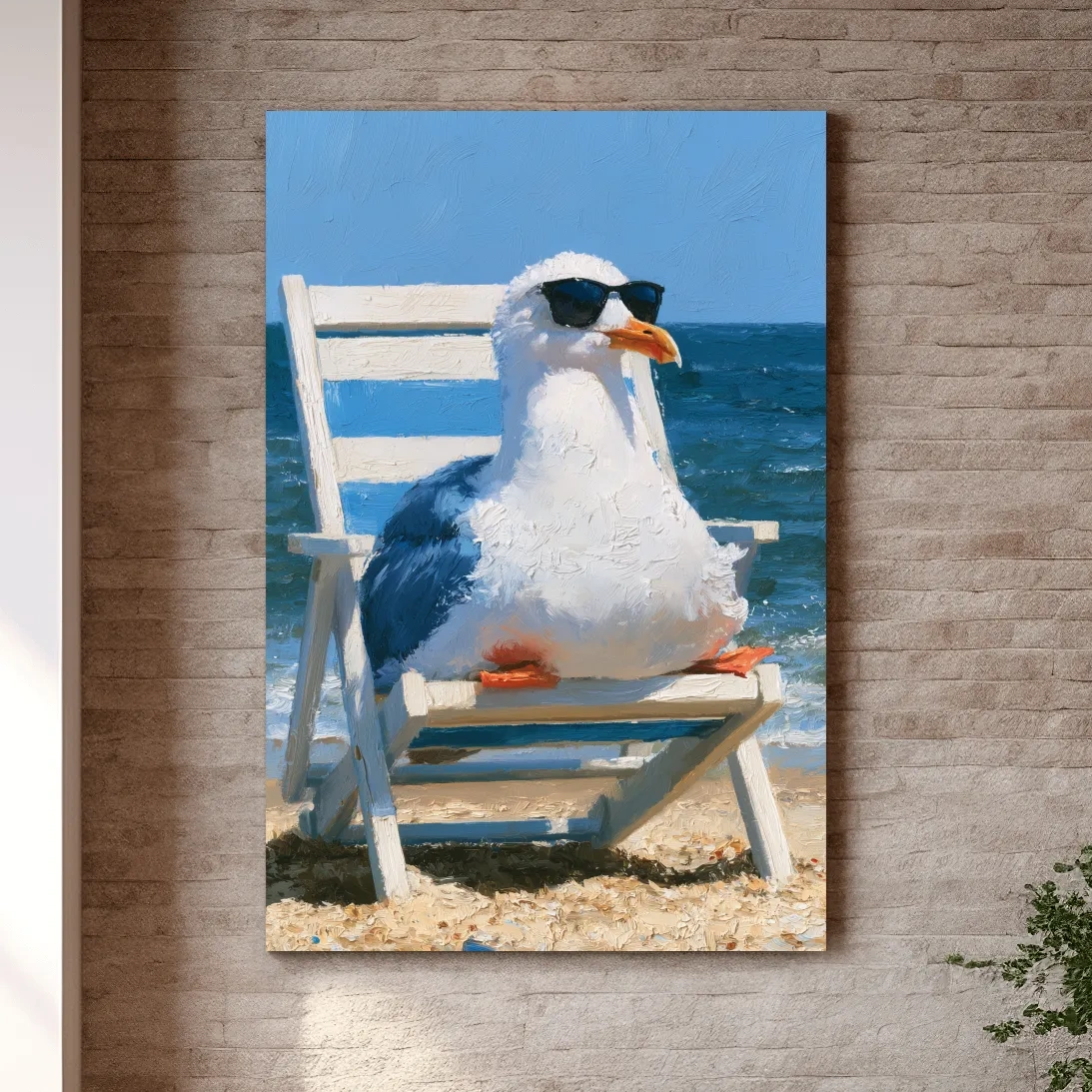 Quirky Seagull In Sunglasses Painting - Ocean Birds Wall Art