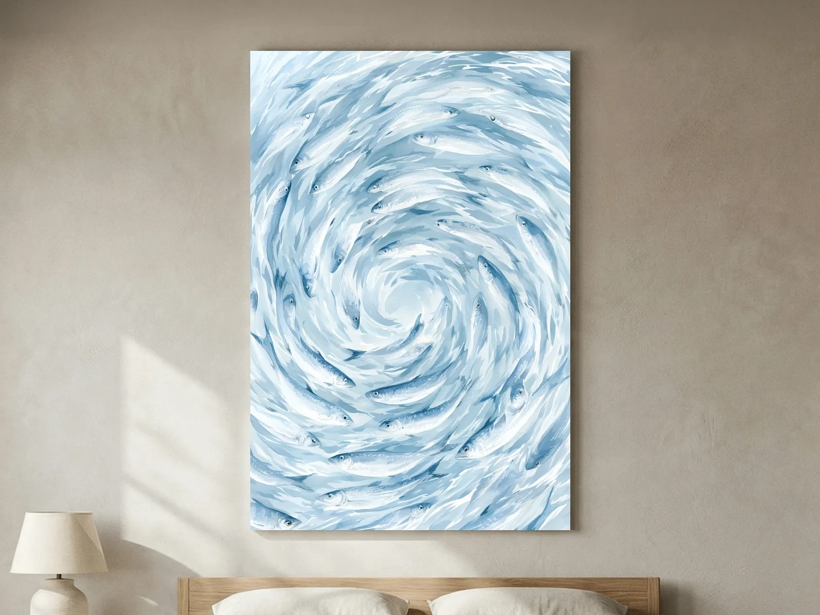 Whirling School Of Fish Painting - Serene Marine Life Wall Art
