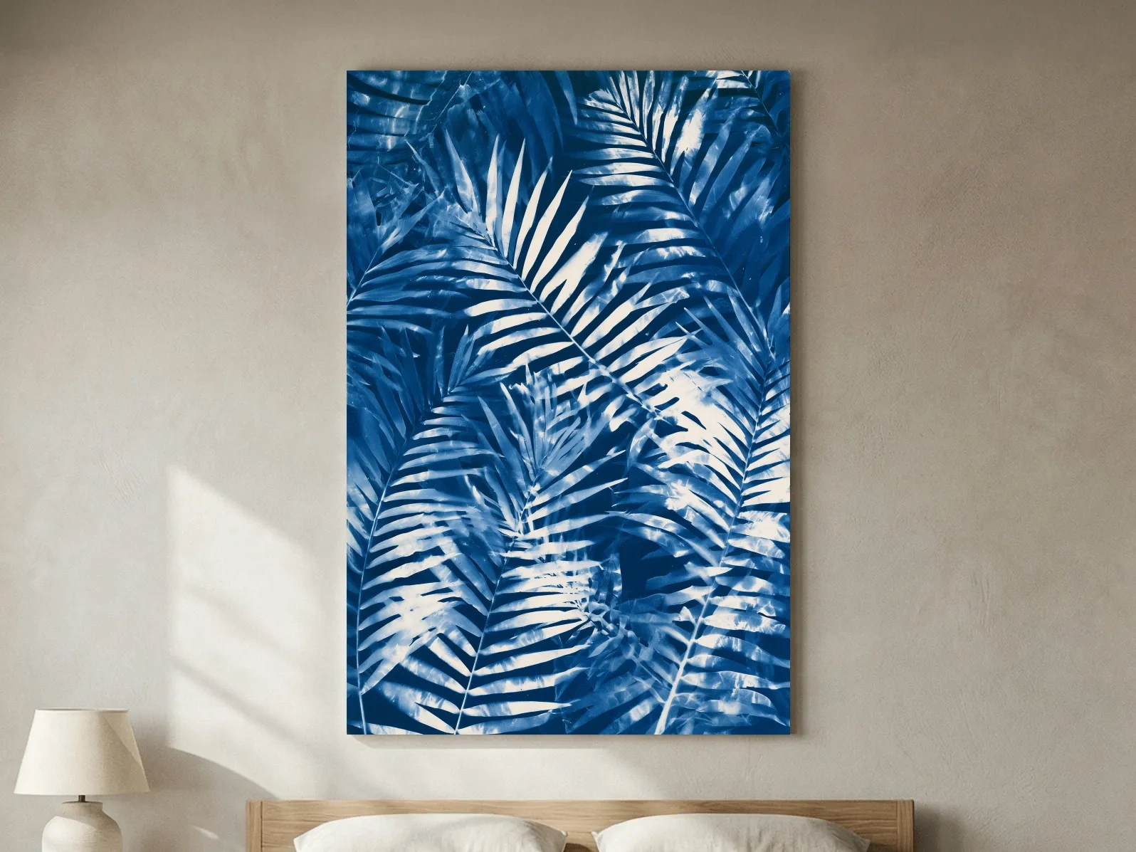 Cyanotype Tropical Fern Leaves - Botanical Illustration Art