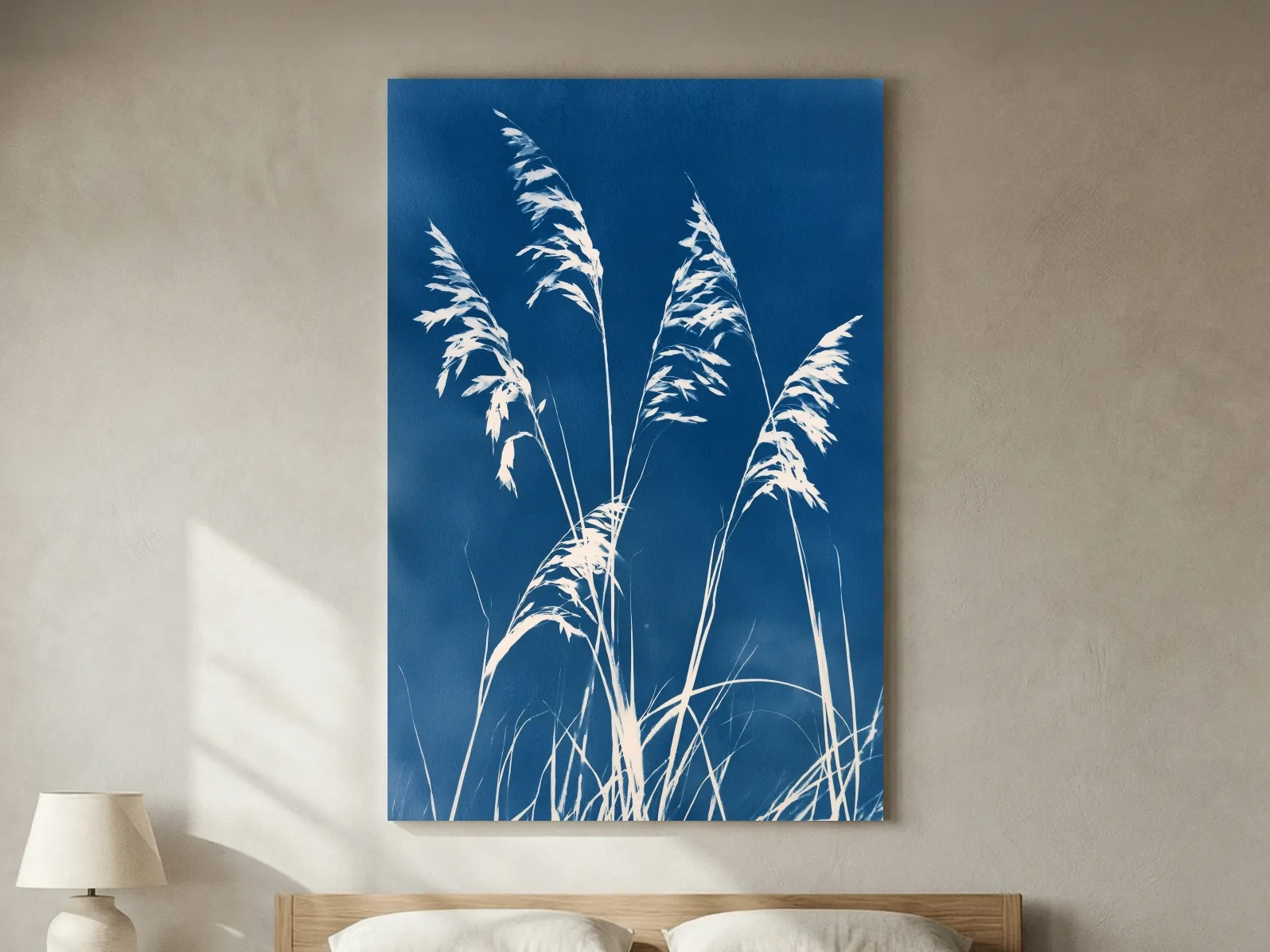 Cyanotype Sea Oats Illustration - Hamptons Coastal Botanical Wall Art