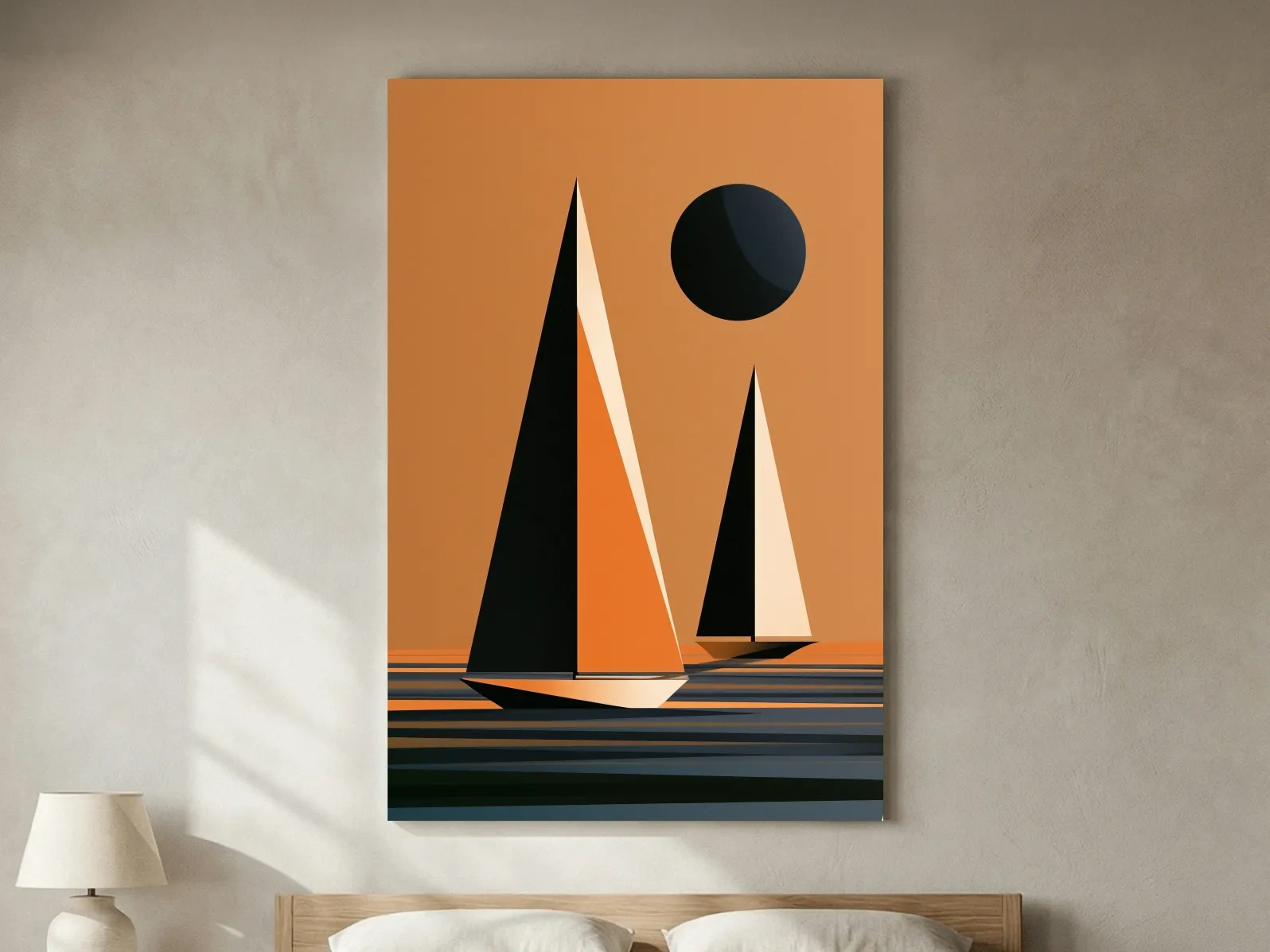 Mid-Century Sailboat Illustration - Minimalist Nautical Wall Art