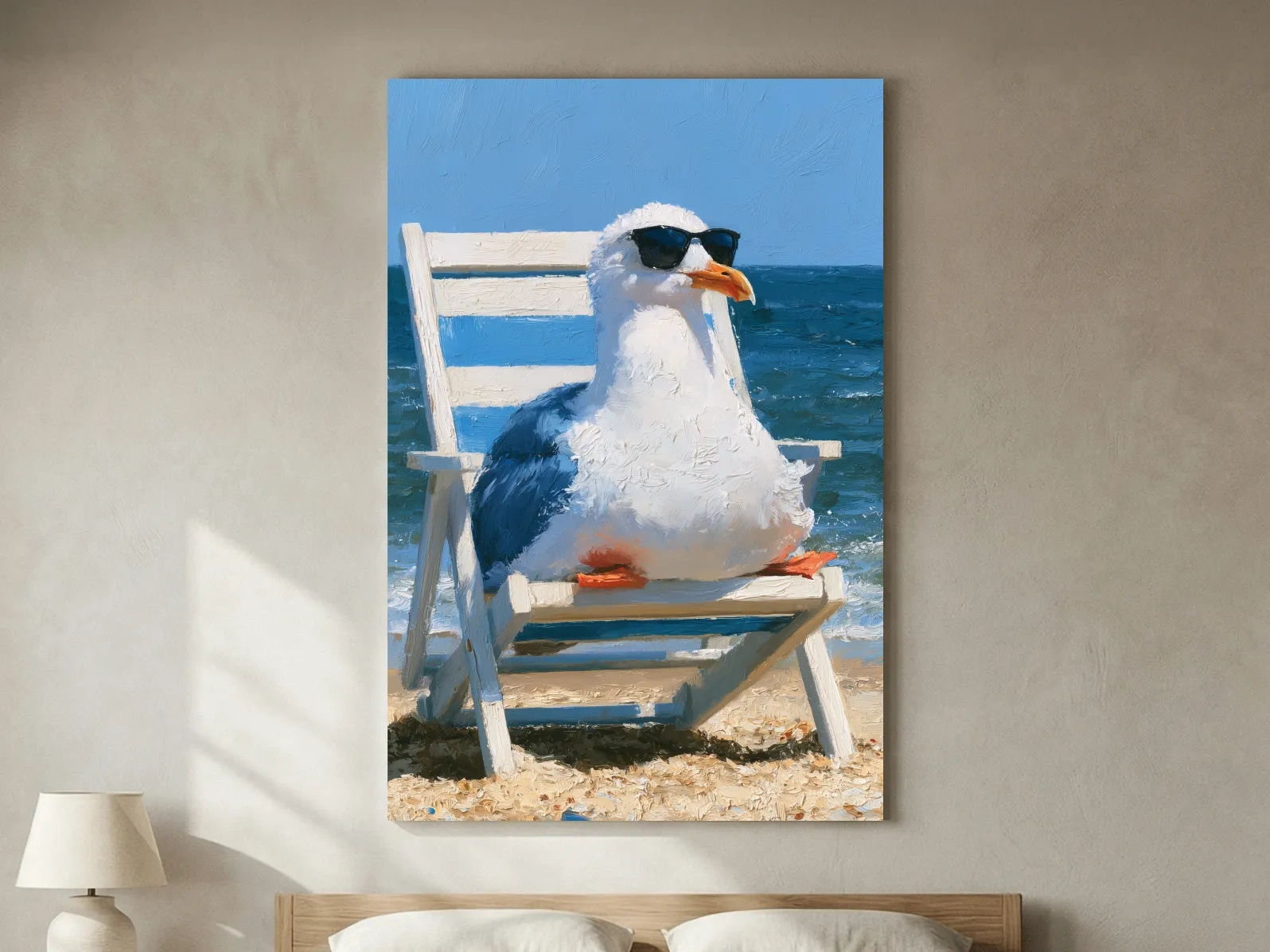 Quirky Seagull In Sunglasses Painting - Ocean Birds Wall Art