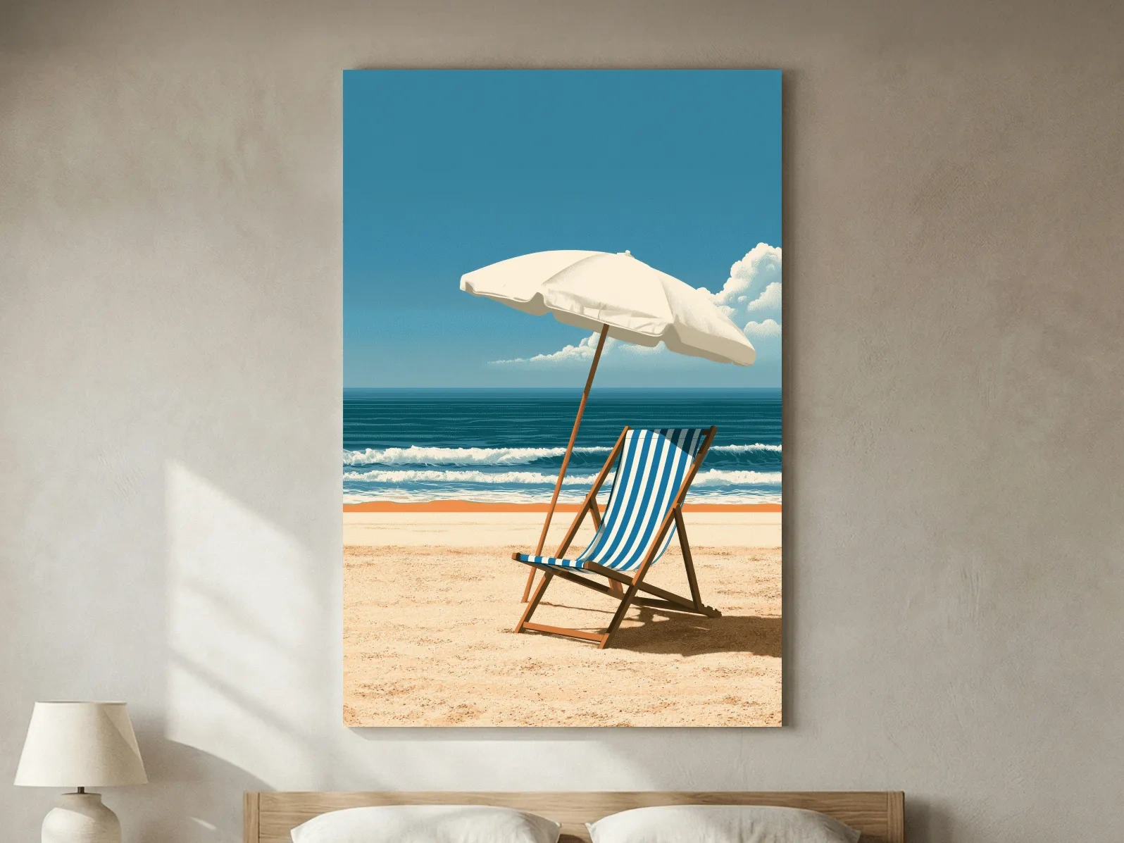 Mid-Century Beach Chair Illustration - Retro Ocean Wall Art