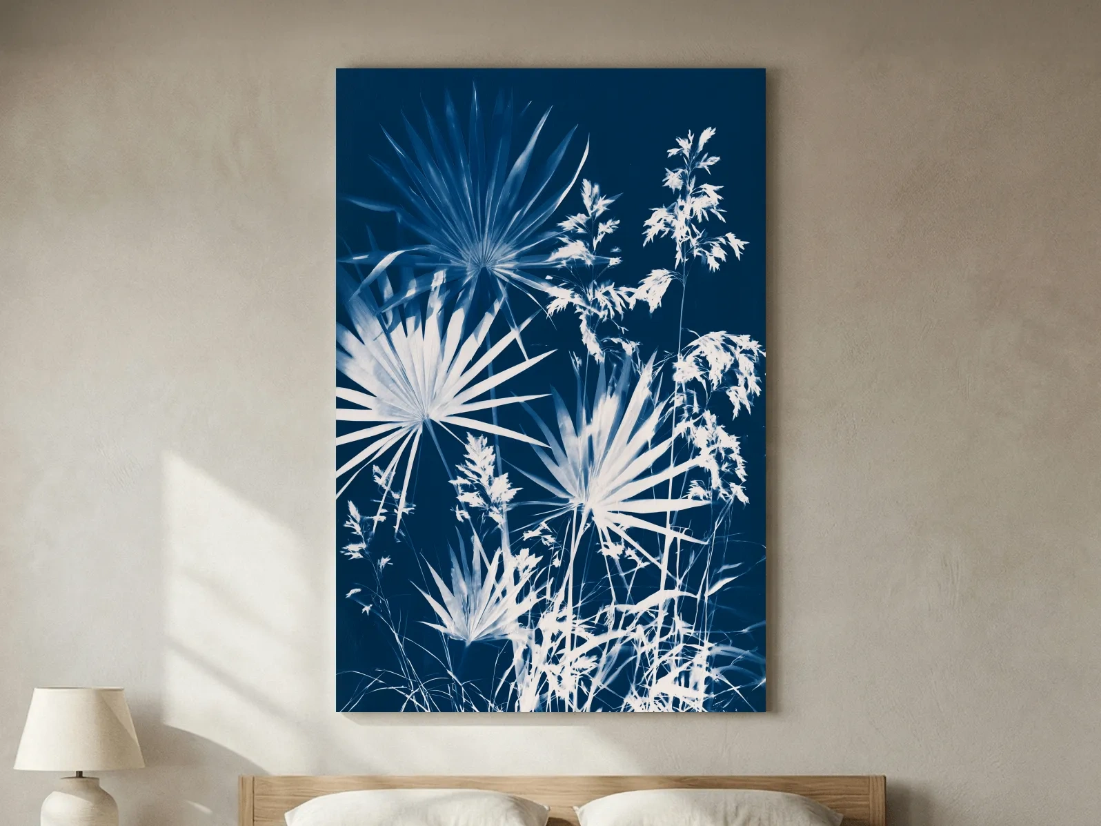 Cyanotype Palm Botanical Illustration - Tropical Hamptons Wall Art