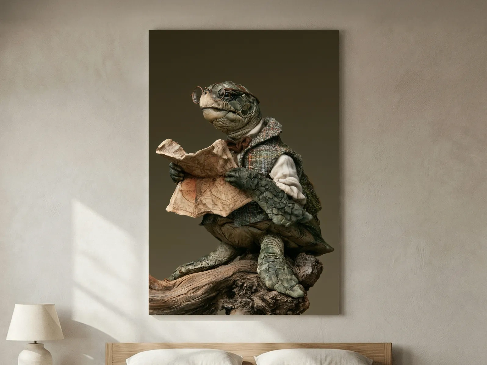 Whimsical Sea Turtle Explorer Painting - Storybook Marine Life Wall Art