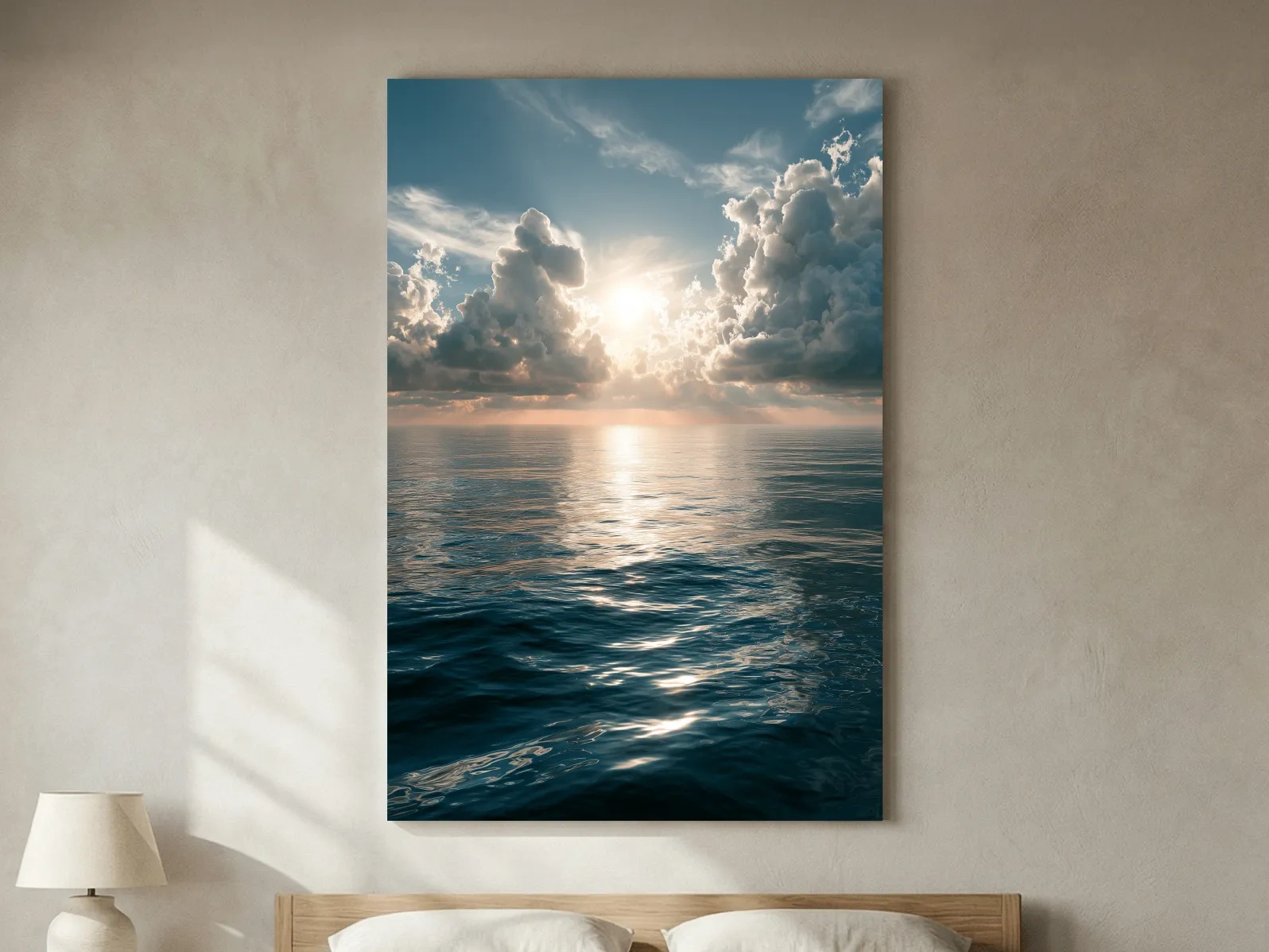 Dramatic Sunlit Ocean Horizon - Moody Seascape Wall Art