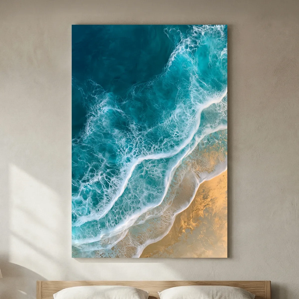 Aerial Tropical Shoreline - Abstract Mixed Media Ocean Wall Art
