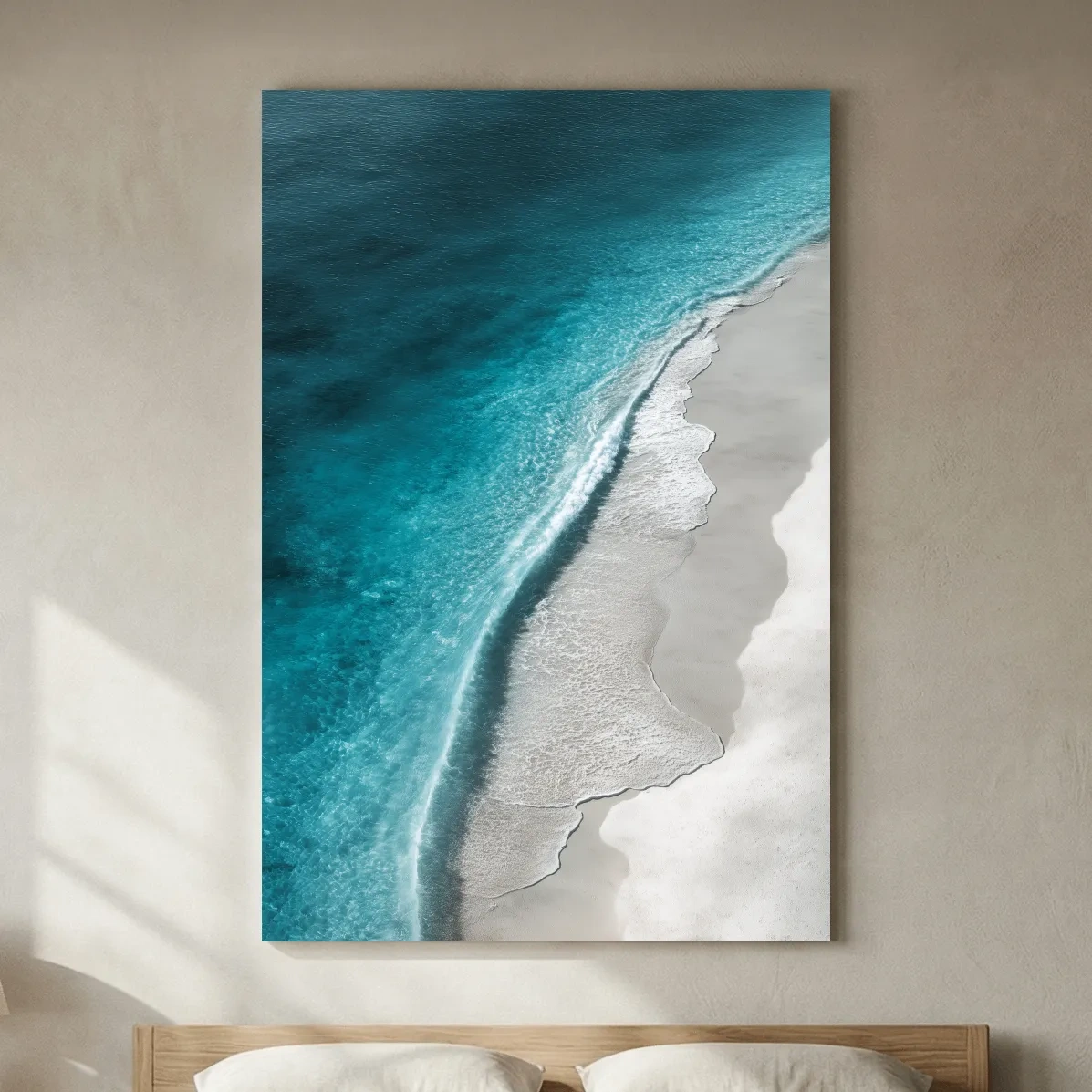 Aerial Tropical Shoreline Waves - Minimalist Coastal Photographic Wall Art